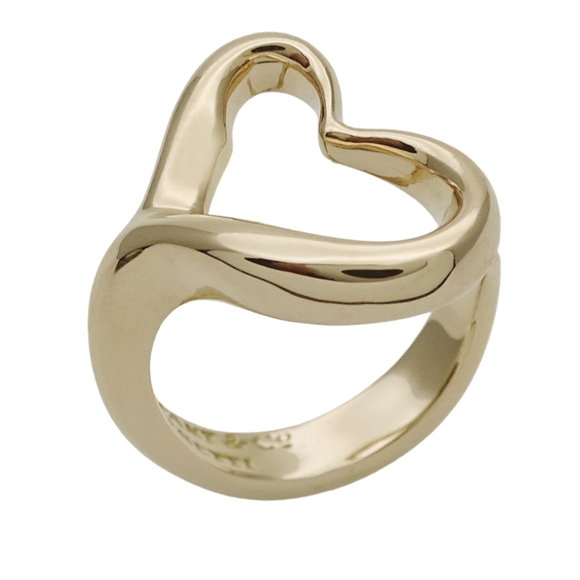 Tiffany TIFFANY & Co. Ring Women's Brand 750YG Elsa Peretti Open Heart Yellow Gold Approx. Size 11 J