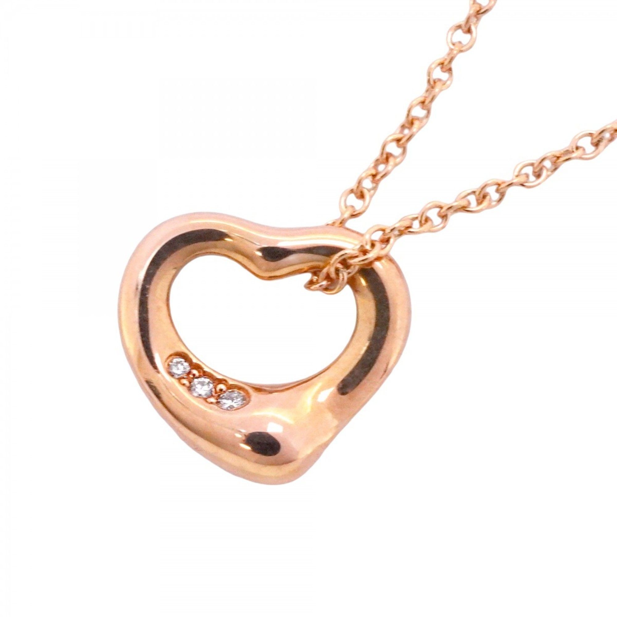 Tiffany Heart Necklace 3PD 18KPG Pink Gold Diamond Women's