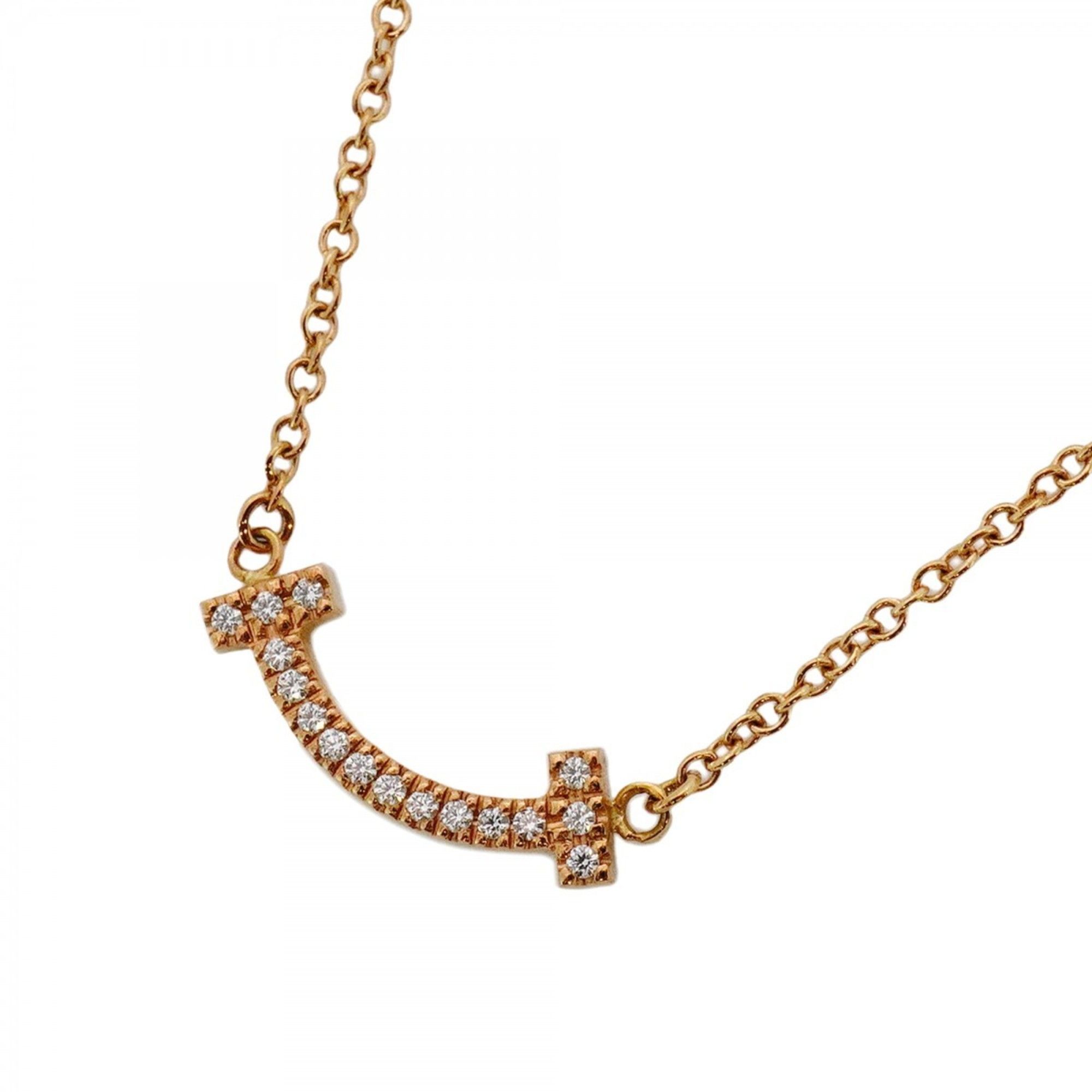 Tiffany T Smile Mini Necklace in 18K Pink Gold with Diamonds for Women
