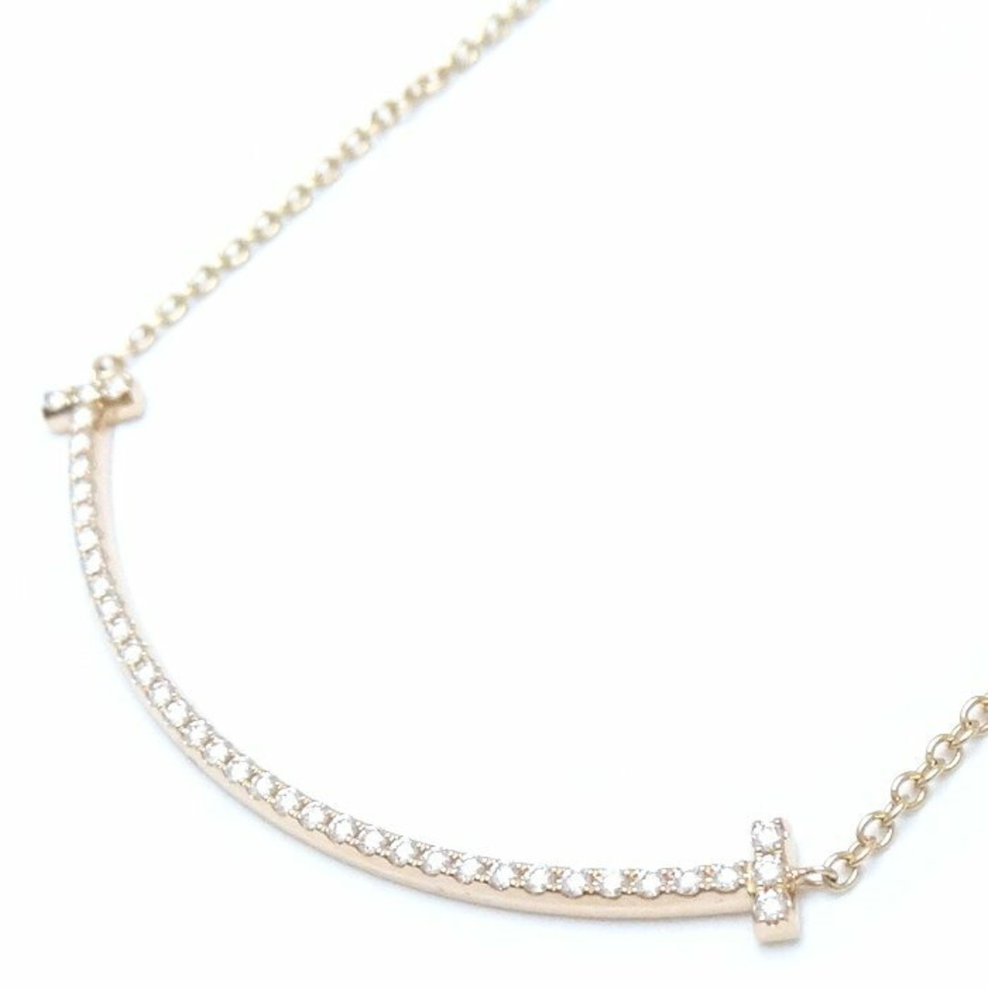 TIFFANY&Co. Tiffany T Smile Necklace Small Diamond 750PG Pink Gold K18RG Rose 293016