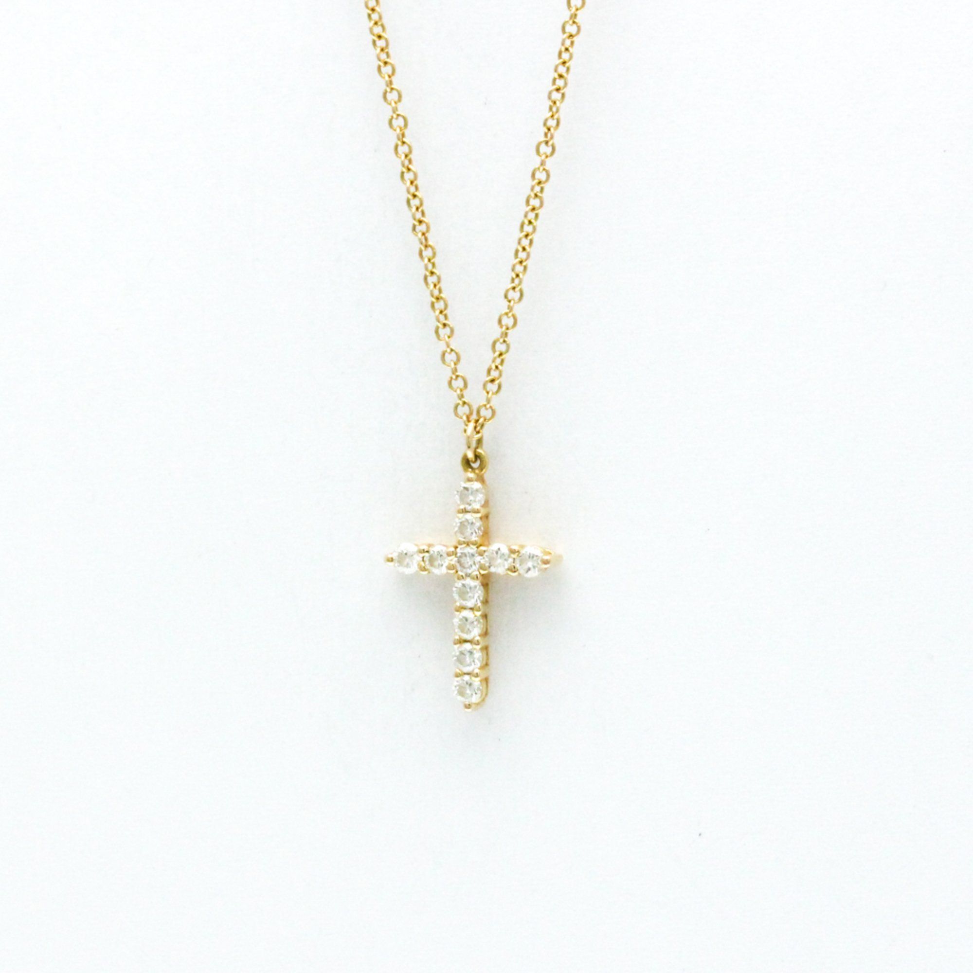 Tiffany Small Cross Diamond Necklace Yellow Gold (18K) Diamond Men,Women Fashion Pendant Necklace (G
