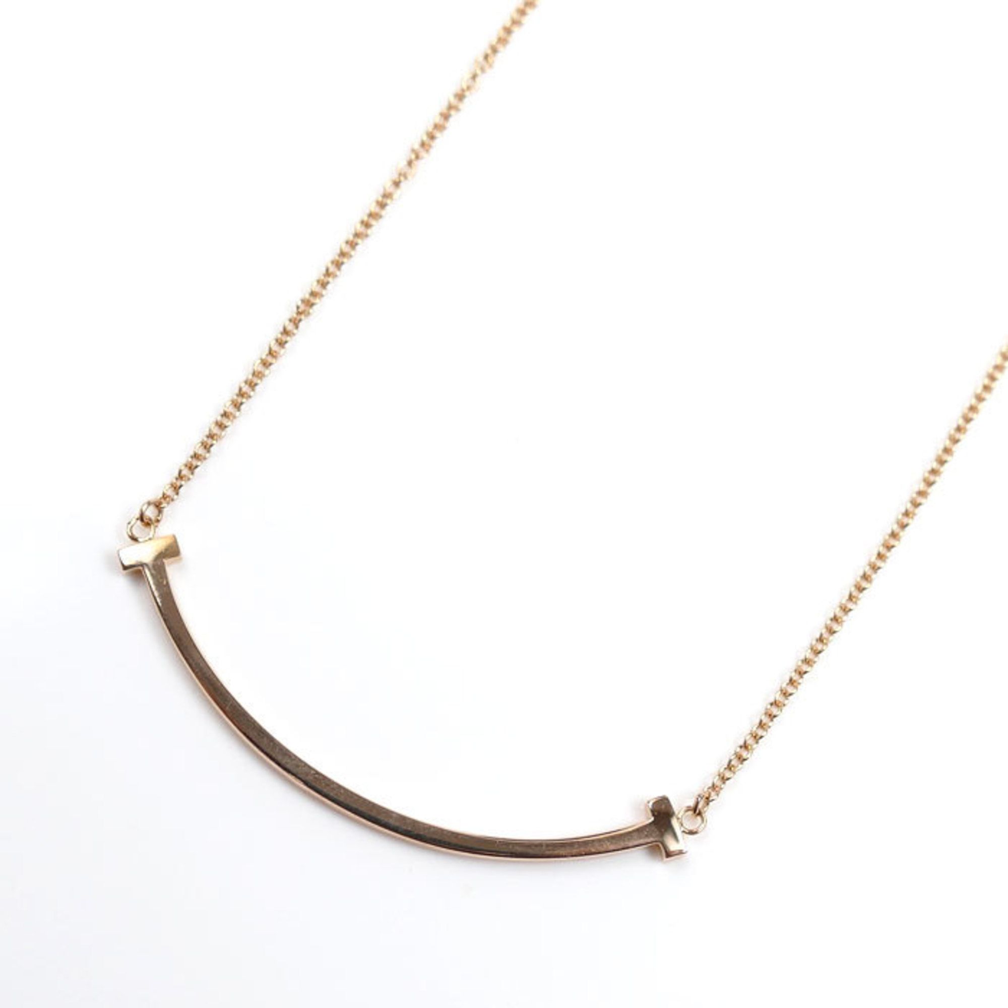 TIFFANY & Co. Tiffany 18KPG Pink Gold T Smile Small Necklace 60011678 2.8g 41/46cm Women's