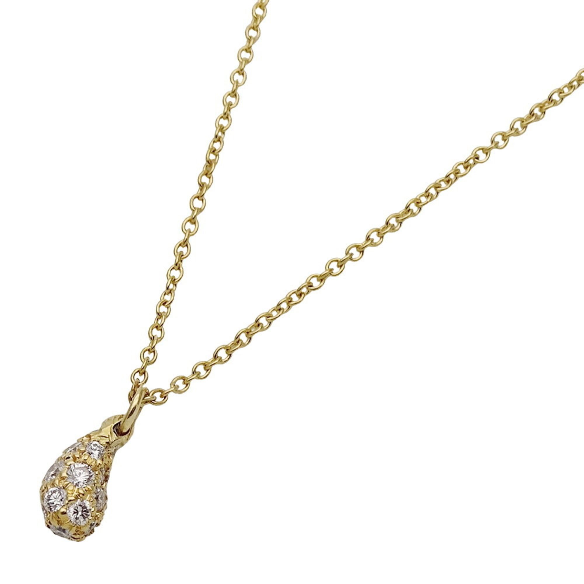 Tiffany & Co. Necklace for women, 750YG, diamond, Elsa Peretti teardrop, yellow gold