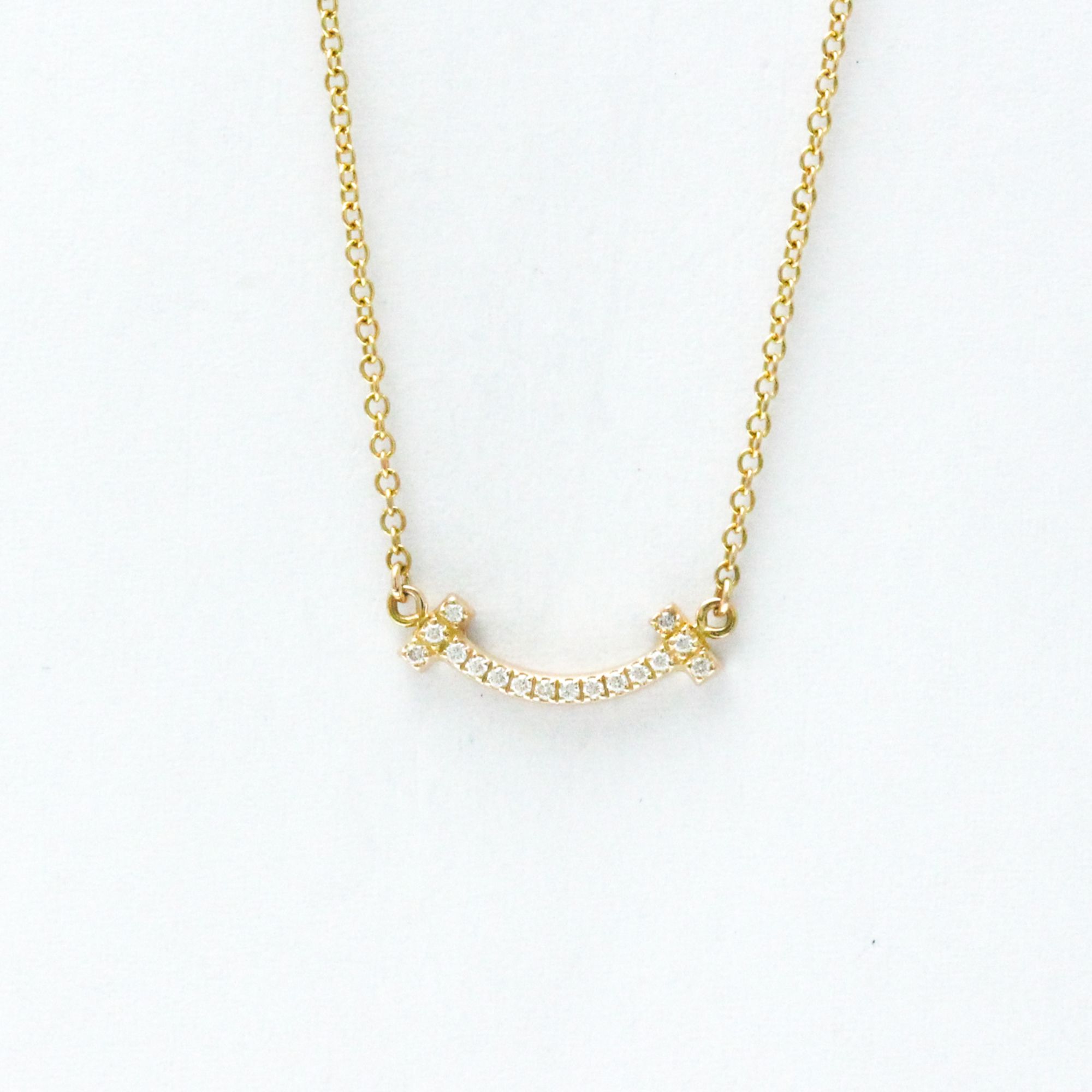 Tiffany T Smile Mini Diamond Necklace Pink Gold (18K) Diamond Men,Women Pendant Necklace