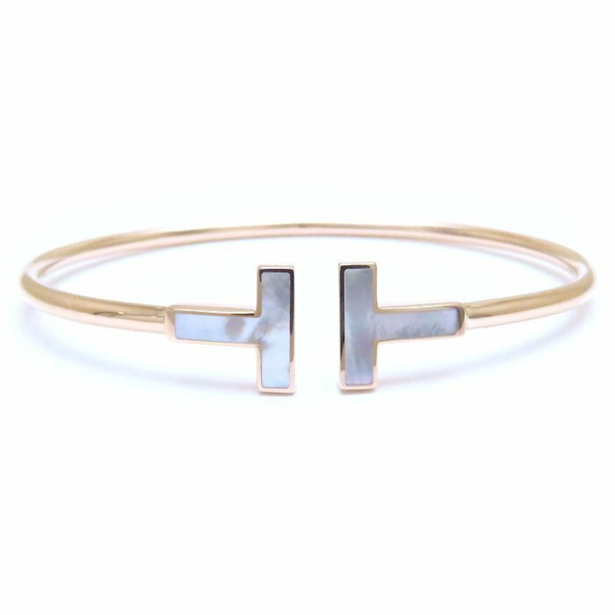TIFFANY & Co. Tiffany T-Wire Bangle, Medium Size, Mother of Pearl, 18K Gold, Rose Women's, 63958336