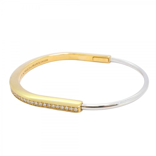 Tiffany Bangle Rock Half Diamond in 18K Yellow Gold and White with 1.15ct Diamonds for Women