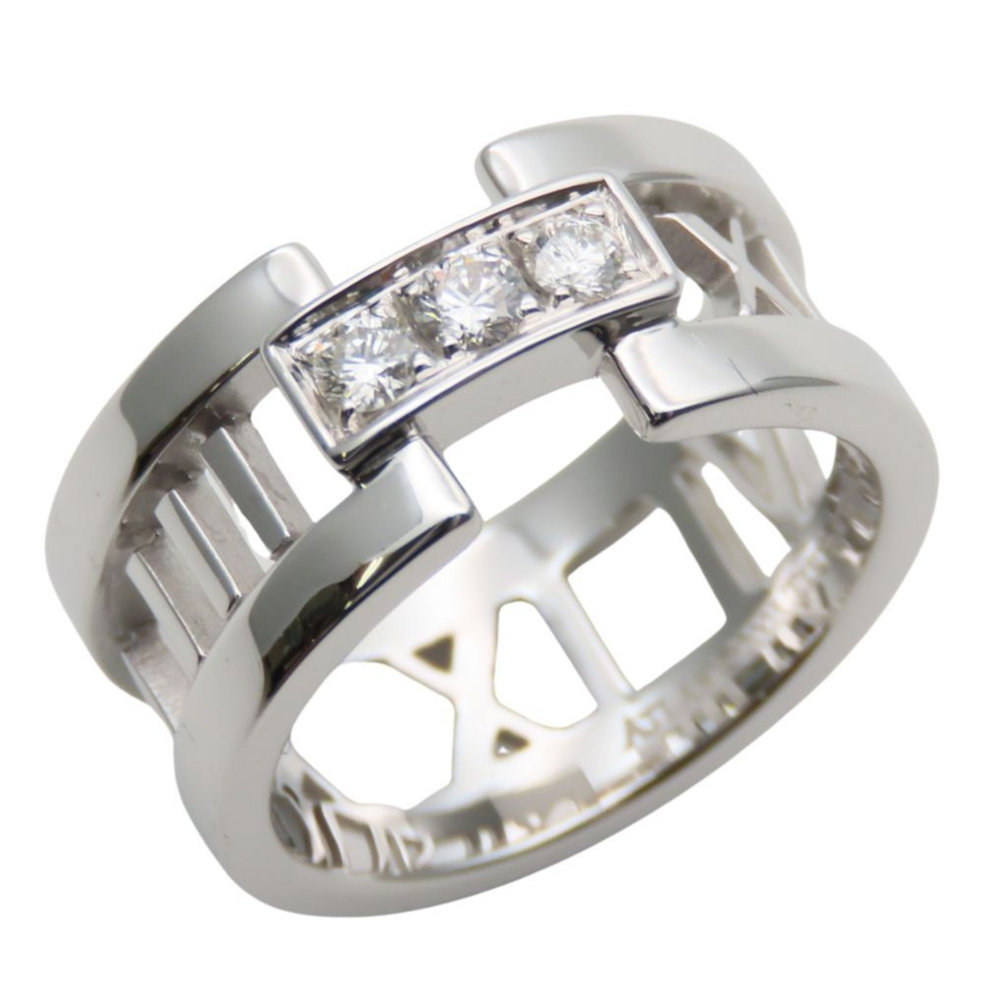 Tiffany & Co. Atlas Ring, 18K White Gold with Diamonds, Approx. 7.4g, 3-Piece Set, Women's. TIFFANY