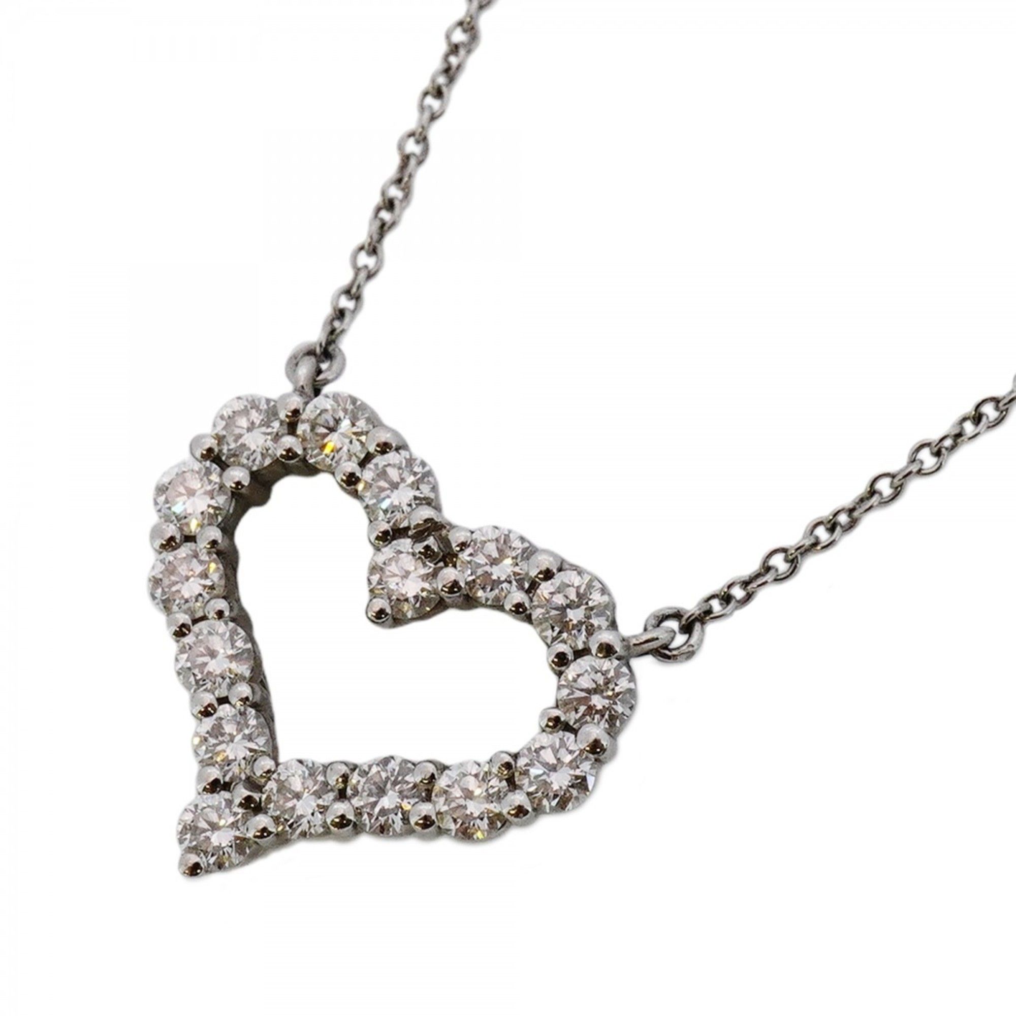 Tiffany Sentimental Heart Necklace Pt950 Platinum Diamond Women's