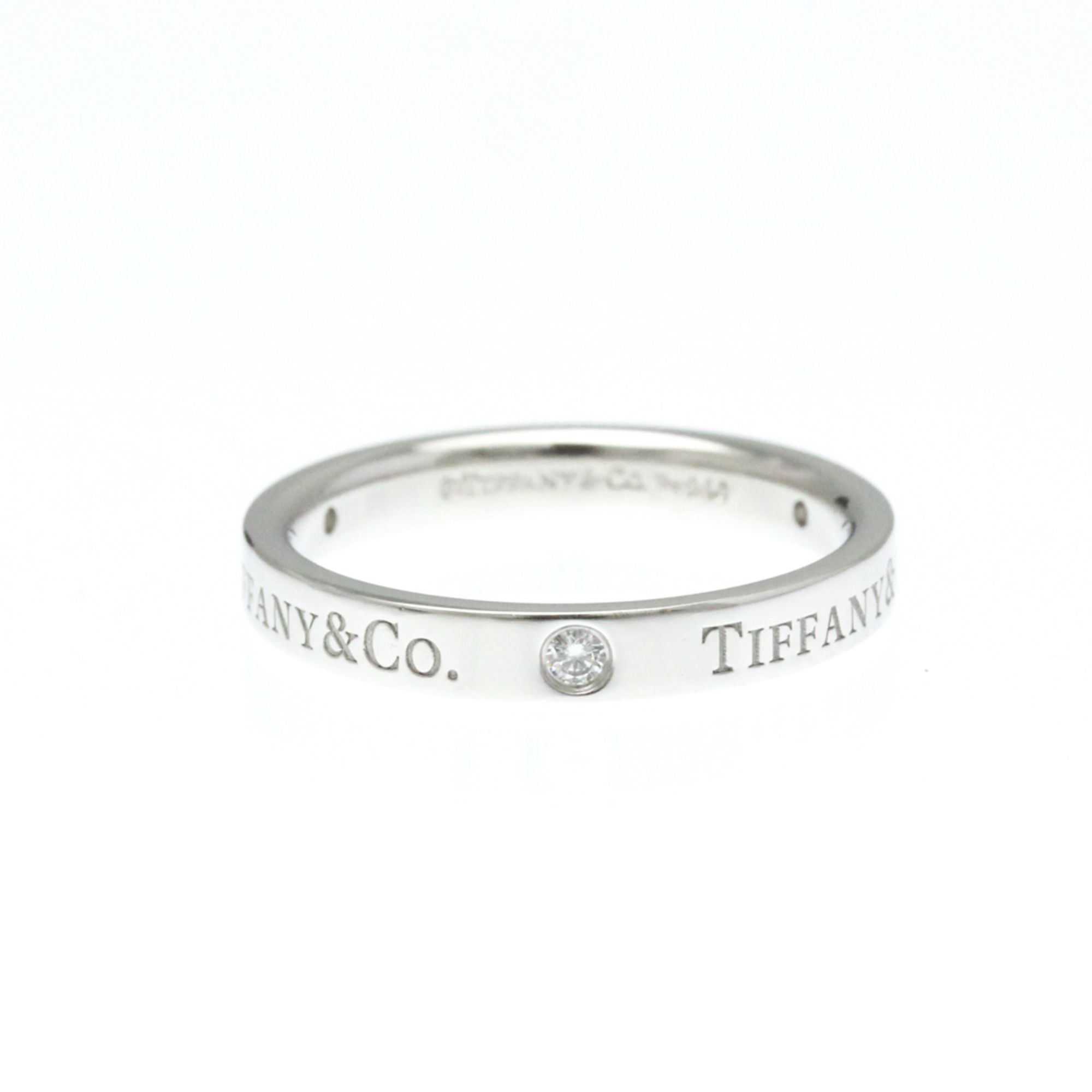 Tiffany Flat Band Ring 3P Diamond Platinum Fashion Diamond Band Ring Silver