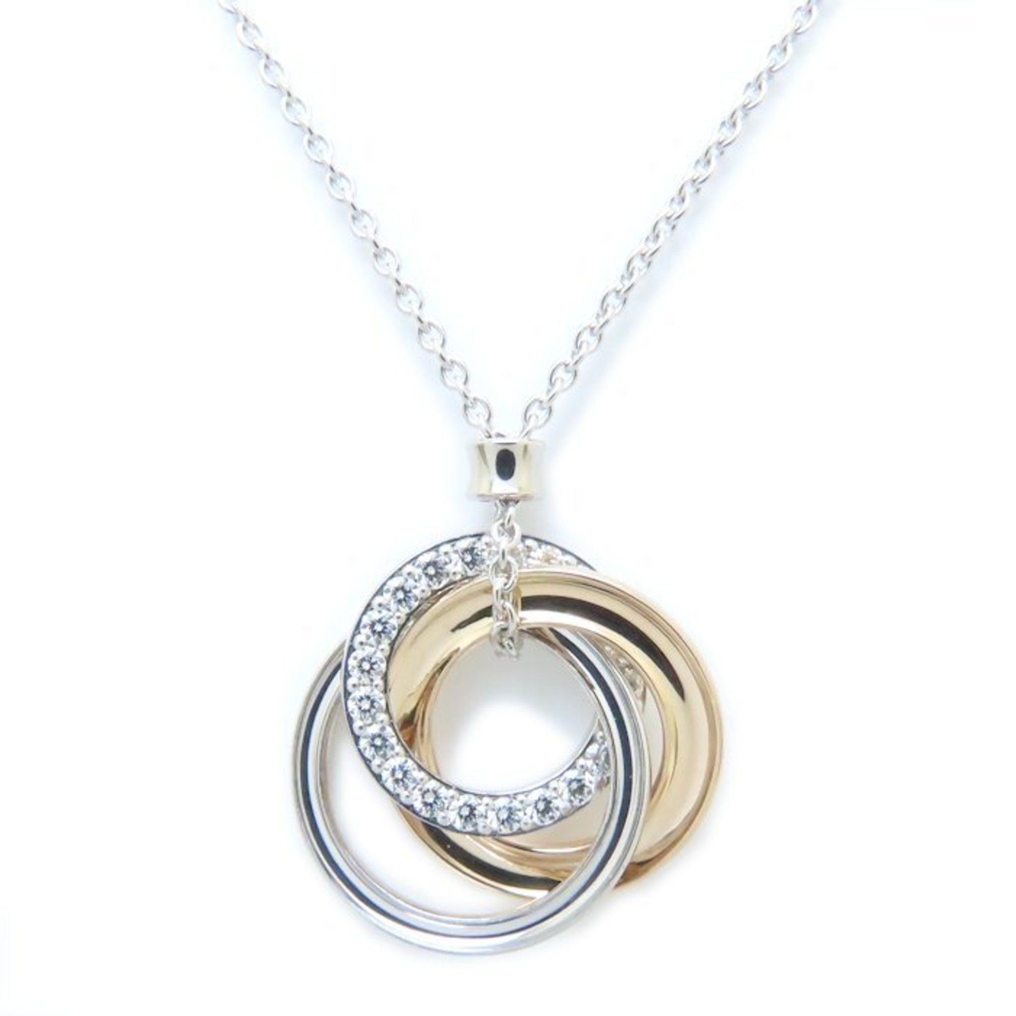 TIFFANY&Co. Tiffany Triple Interlocking Circle Necklace Diamond K18WG White Gold x K18PG Pink 293942