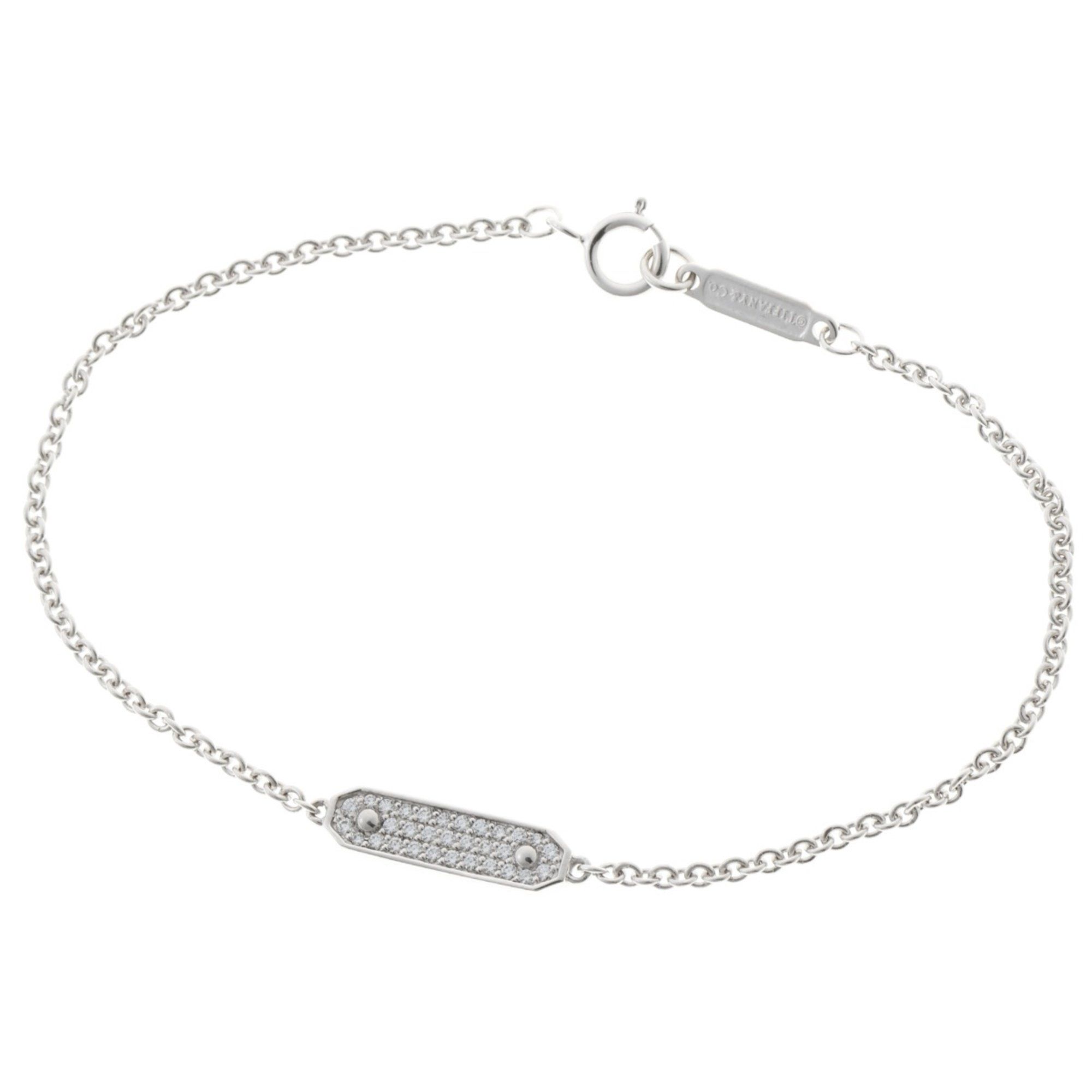 Tiffany & Co. Tag Chain Diamond Bracelet 18KWG Au750 White Gold J-159070