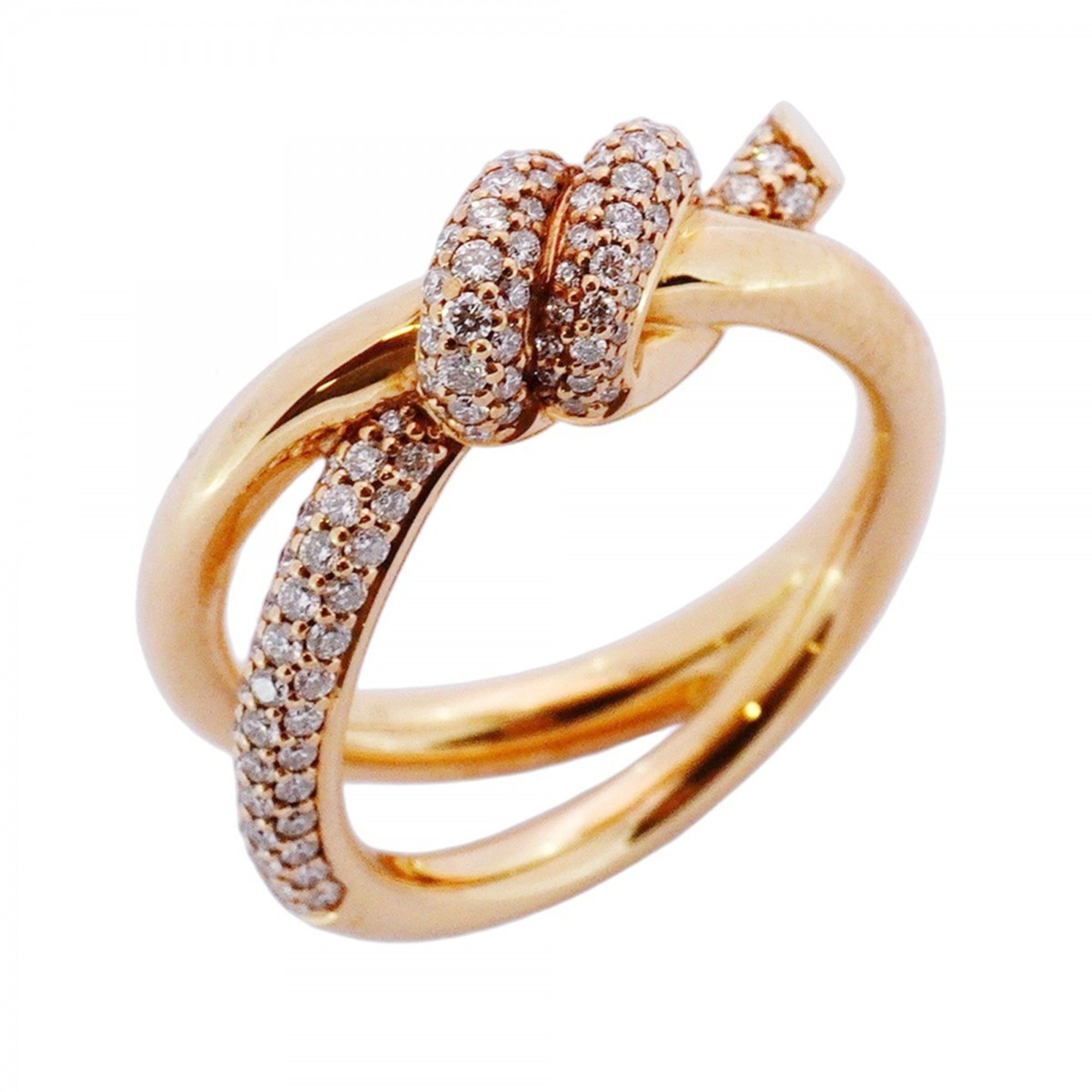 Tiffany Knot Double Row Ring in 18K Pink Gold with 0.31ct Diamonds, Size 9.5, Women's