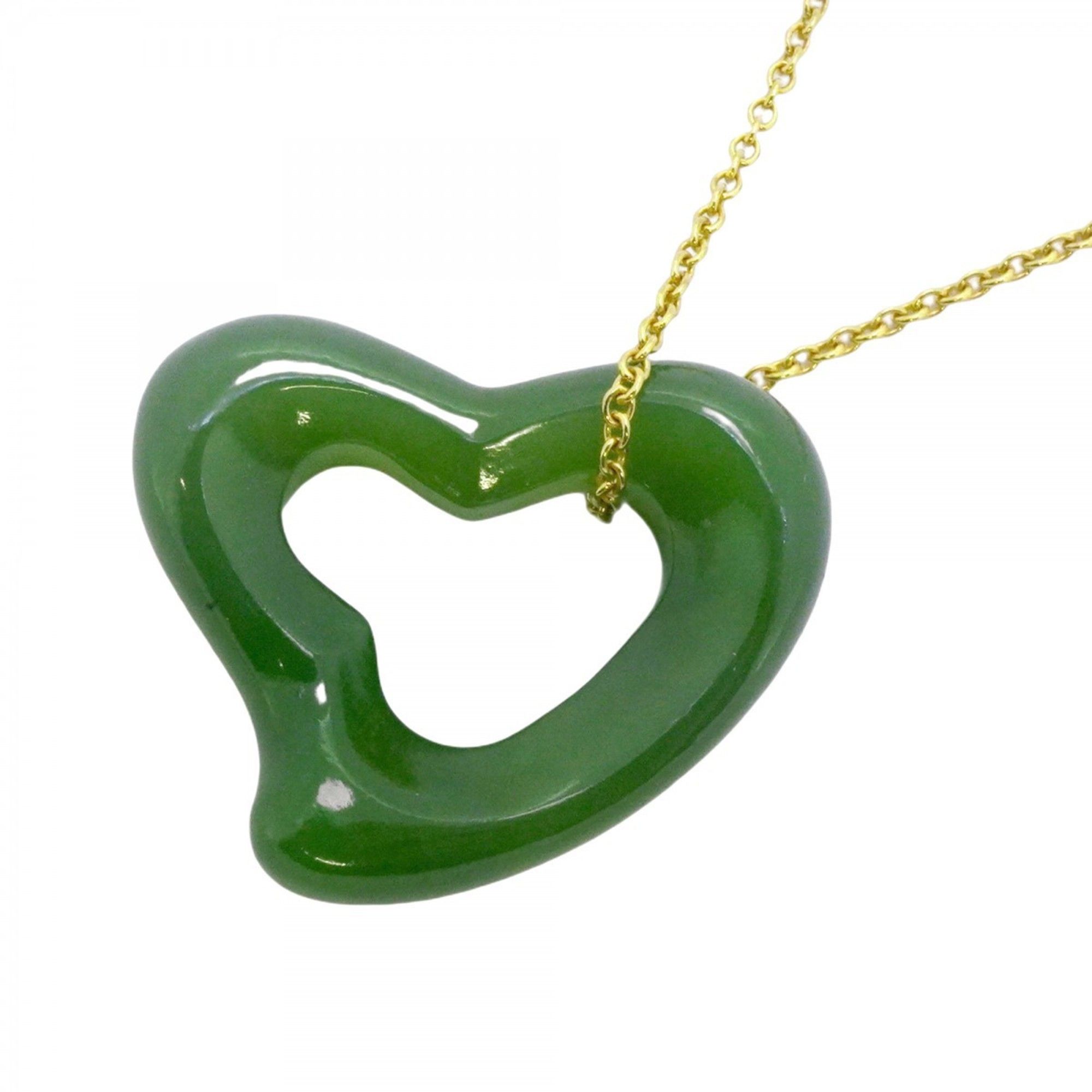 Tiffany Heart Necklace in 18K Yellow Gold and Nephrite for Women