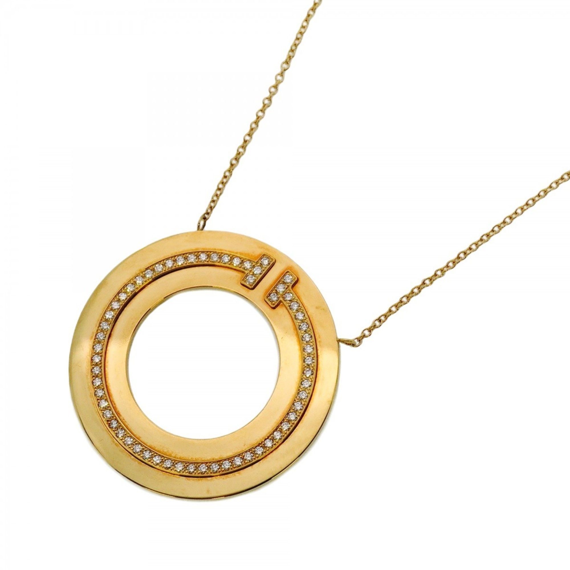 Tiffany T-Circle Necklace in 18KYG Yellow Gold with Diamonds for Women
