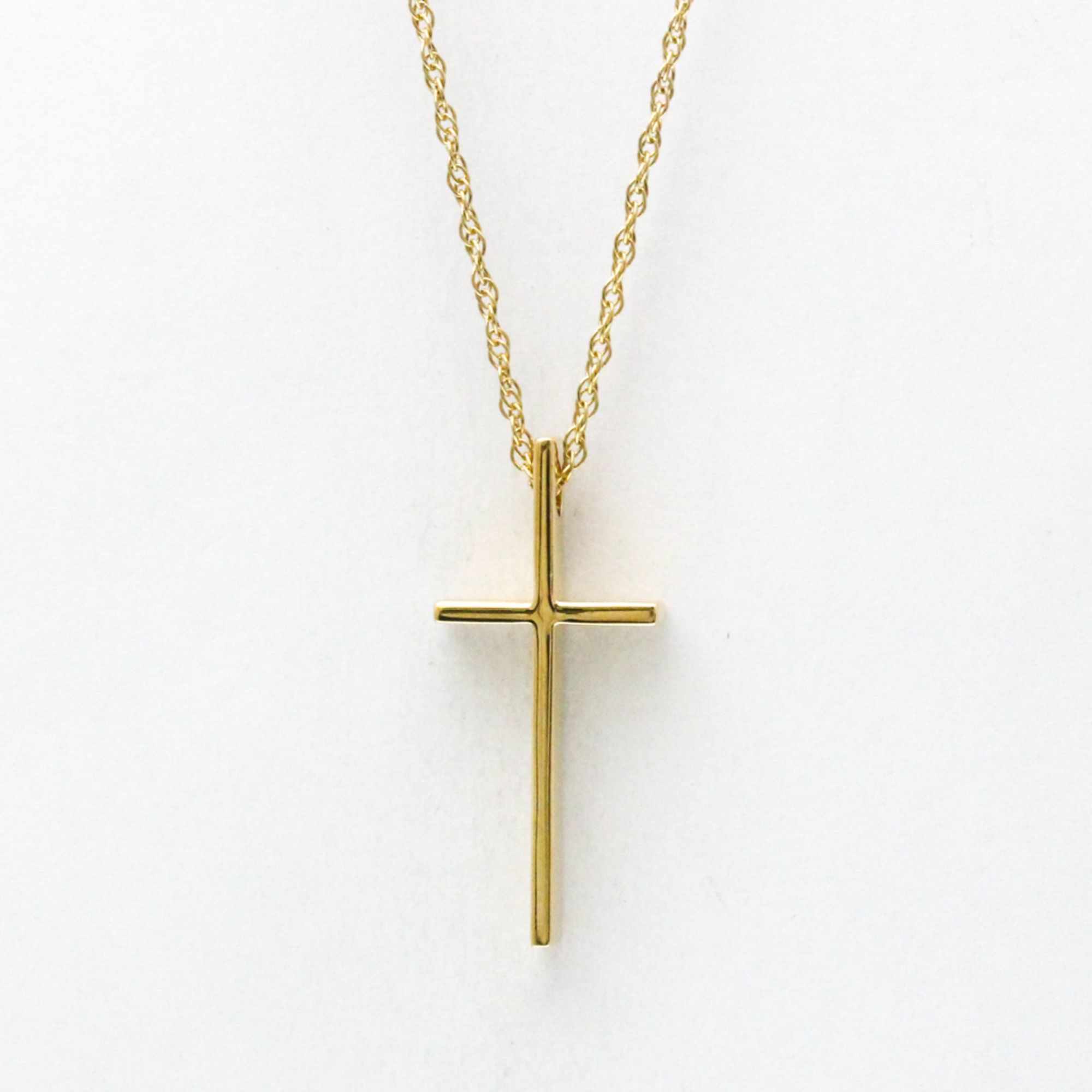 Tiffany Cross Necklace Yellow Gold (18K) No Stone Men,Women Fashion Pendant Necklace (Gold)