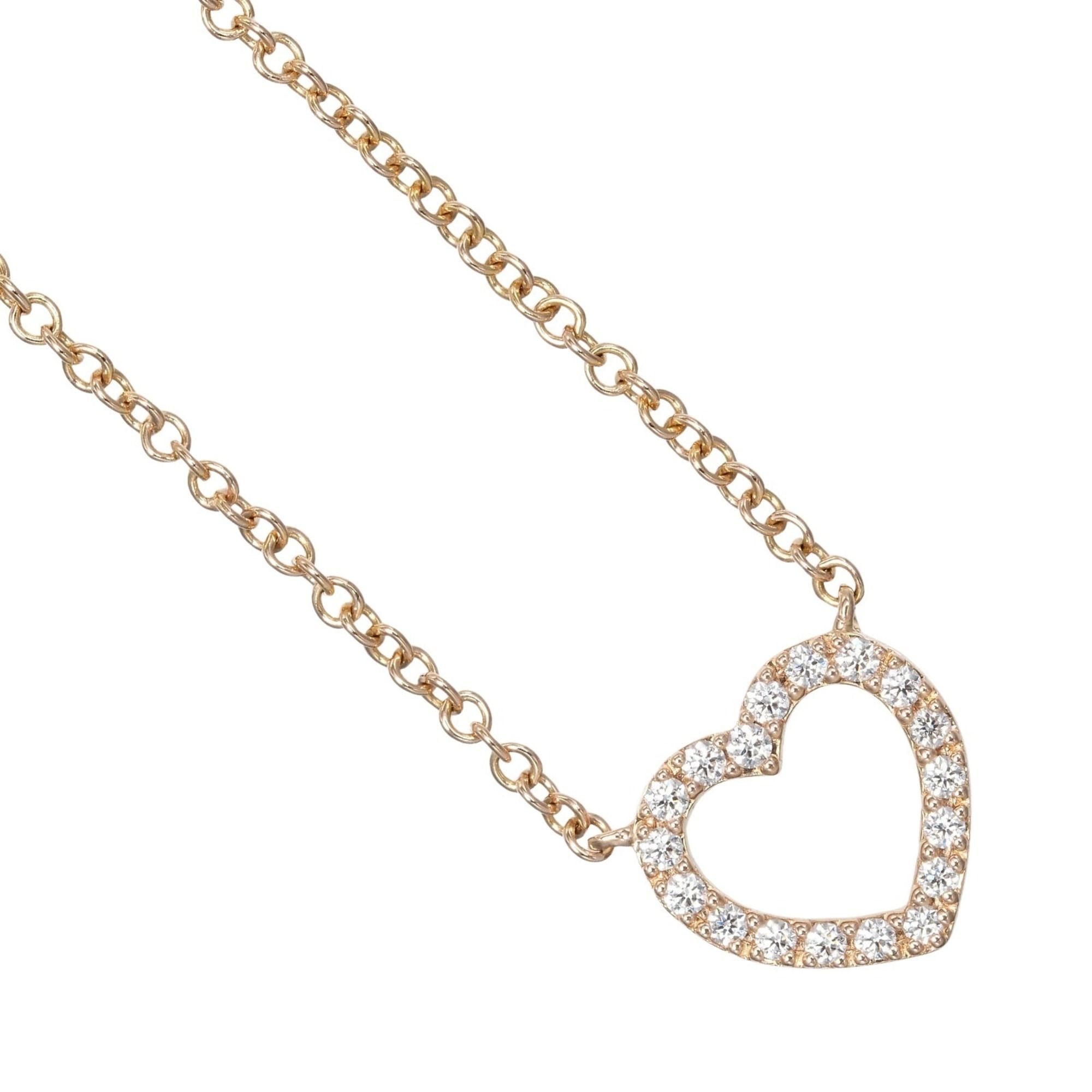 Tiffany & Co. Metro Heart Necklace 18KPG Pink Gold Diamond Approx. 2g I122725016