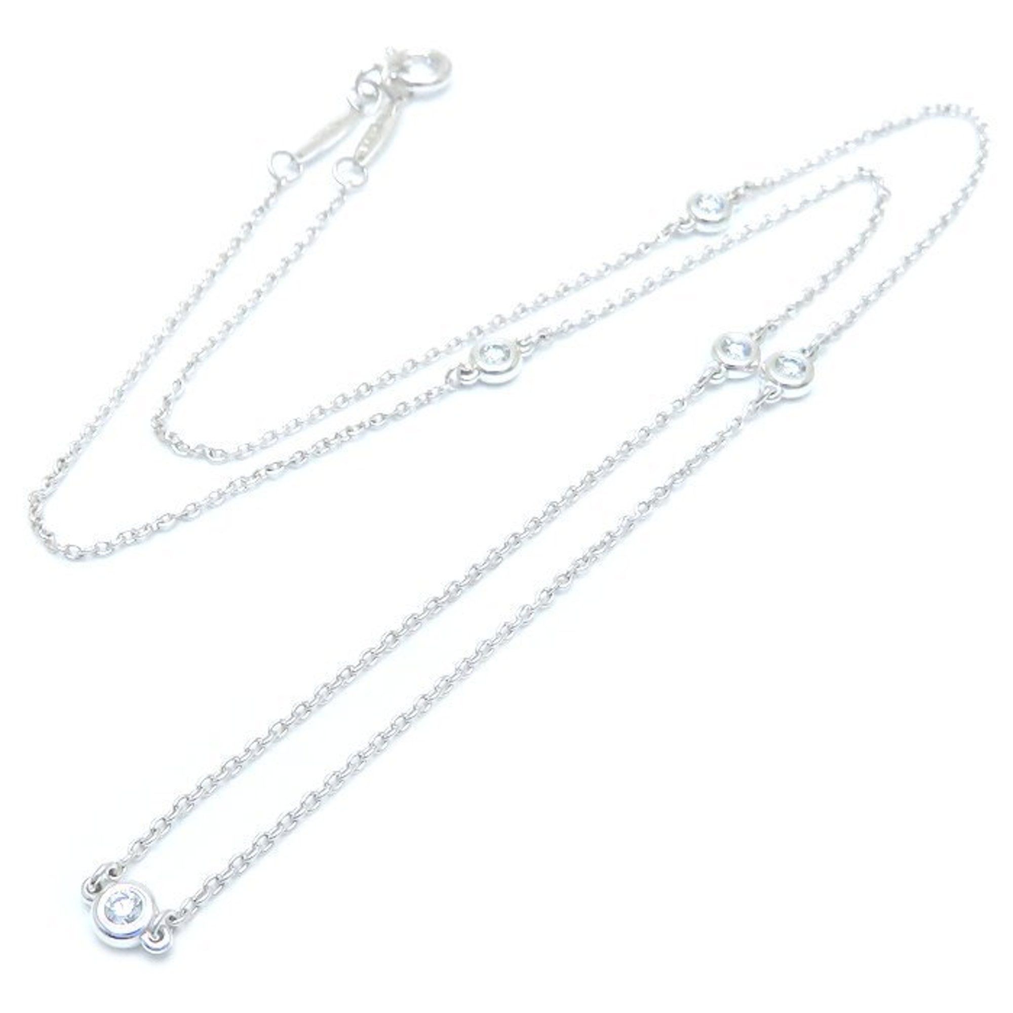 TIFFANY & Co. Tiffany By the Yard Necklace with 5 Diamonds and Elsa Peretti Sterling Silver, Women's