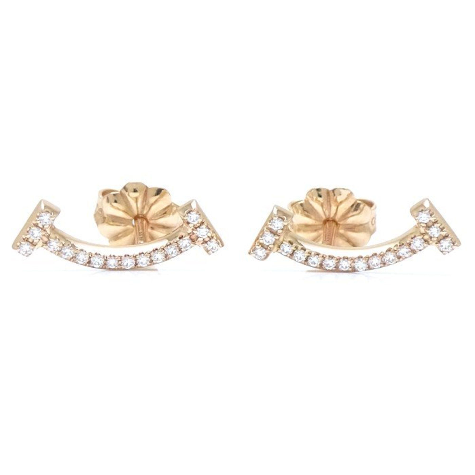 TIFFANY&Co. Tiffany T Smile Earrings Diamond 750PG Pink Gold K18RG Rose 293142