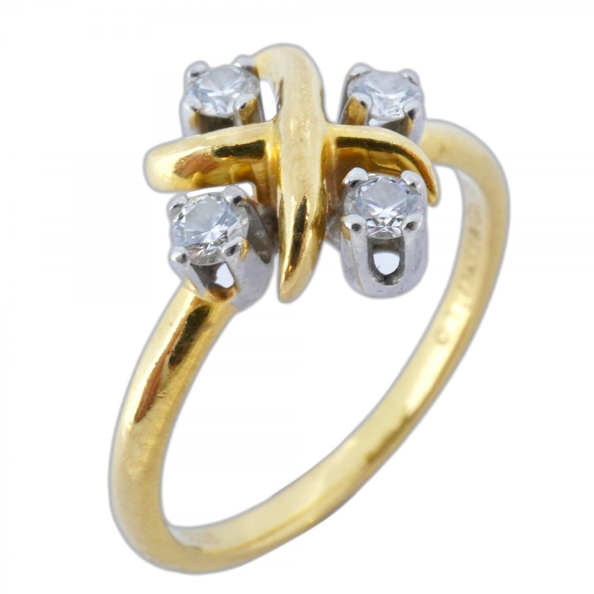 Tiffany & Co. Ring, Jean Schlumberger, 4PD, 18KYG Yellow Gold, Pt950 Platinum, Diamond, Women's, Siz