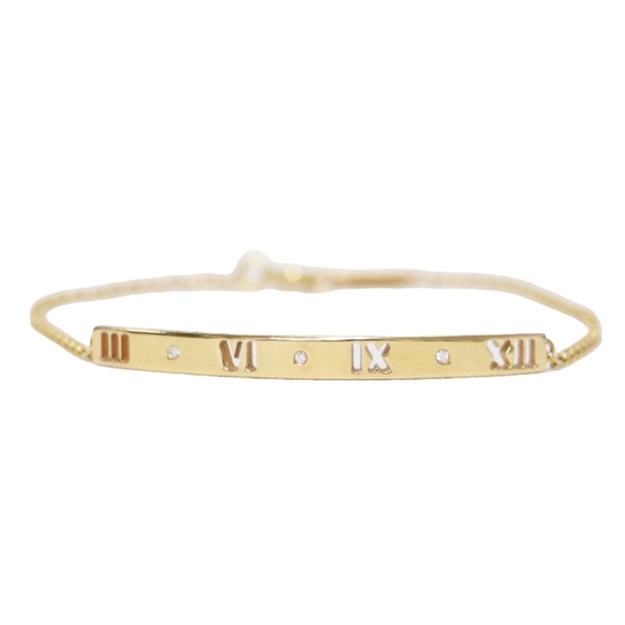 TIFFANY&Co. Tiffany Atlas Pierced Bracelet 3P Diamond 18KPG 750 Bar Plate Pink Gold Luxury