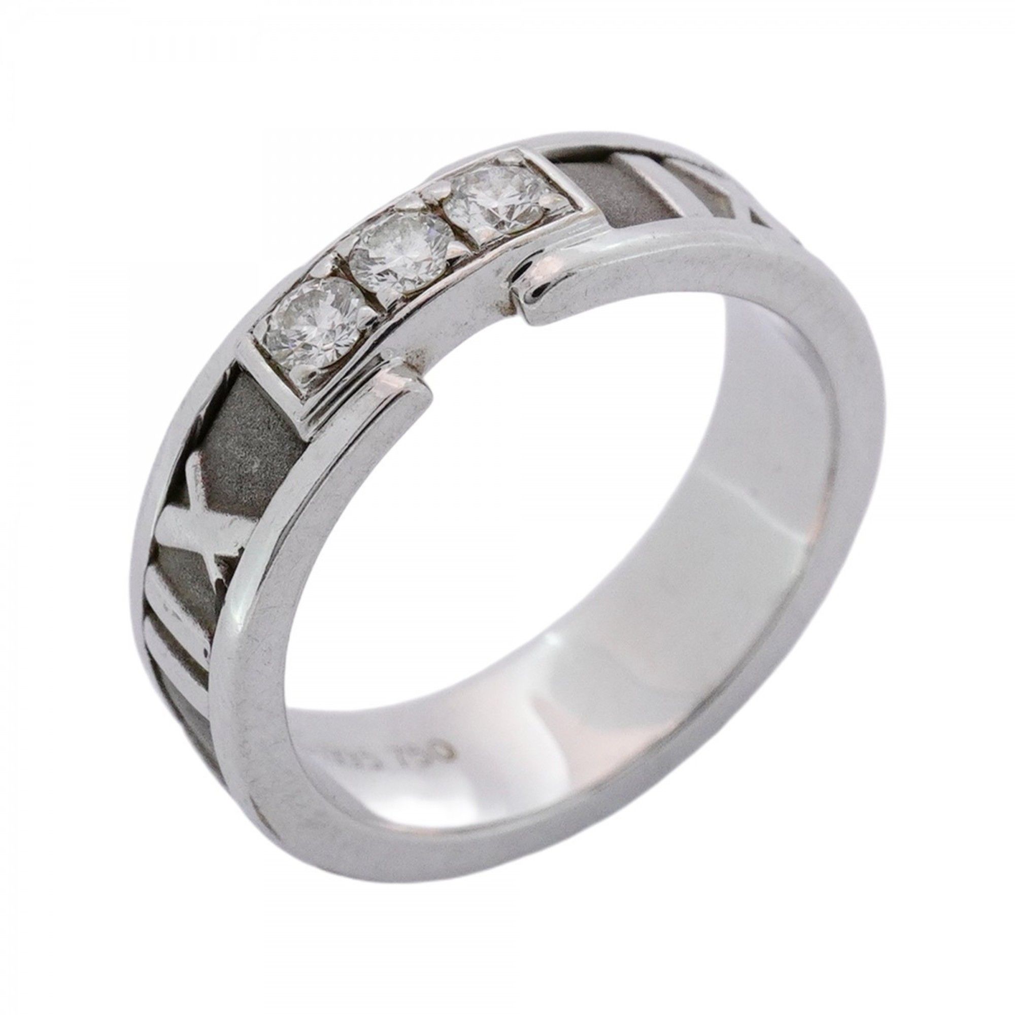 Tiffany Atlas 3PD Ring, 18K White Gold with Diamonds, Size 10, Women's