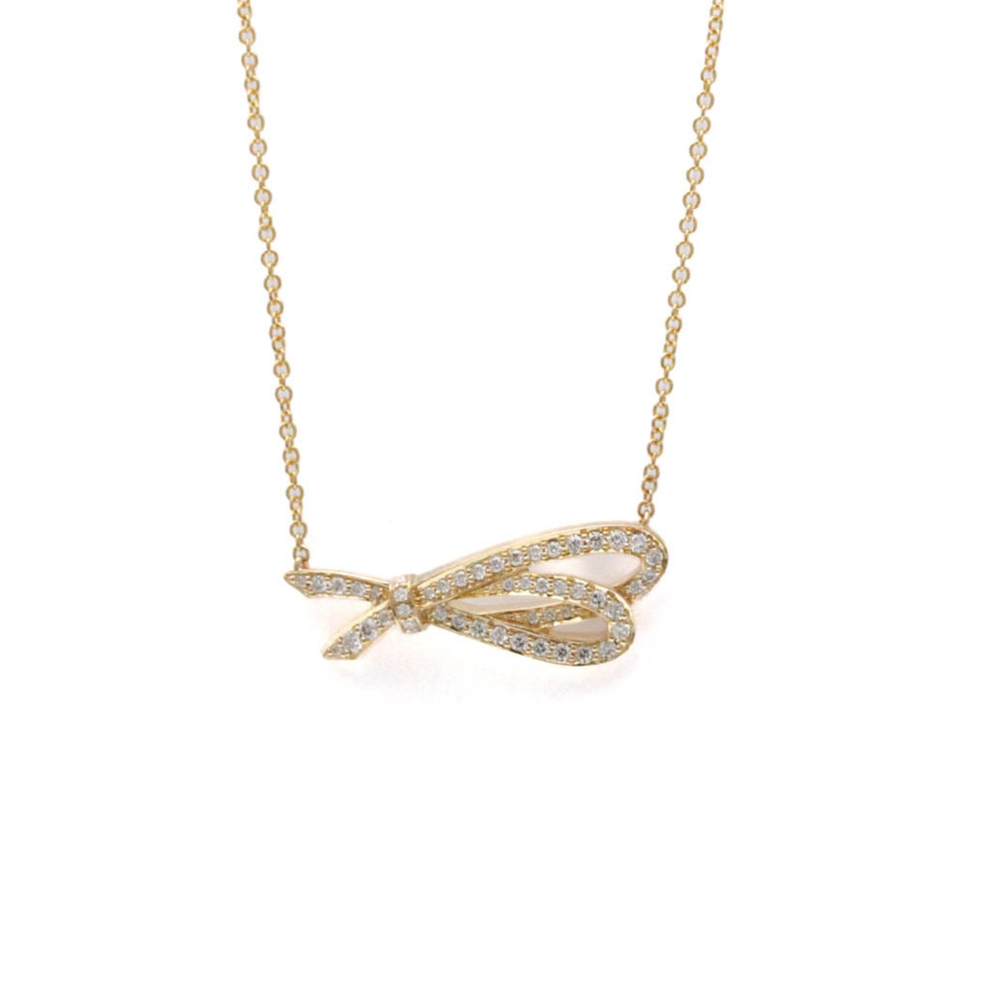 Tiffany Bow Diamond Necklace Pink Gold (18K) Diamond Men,Women Fashion Pendant Necklace (Pink Gold)