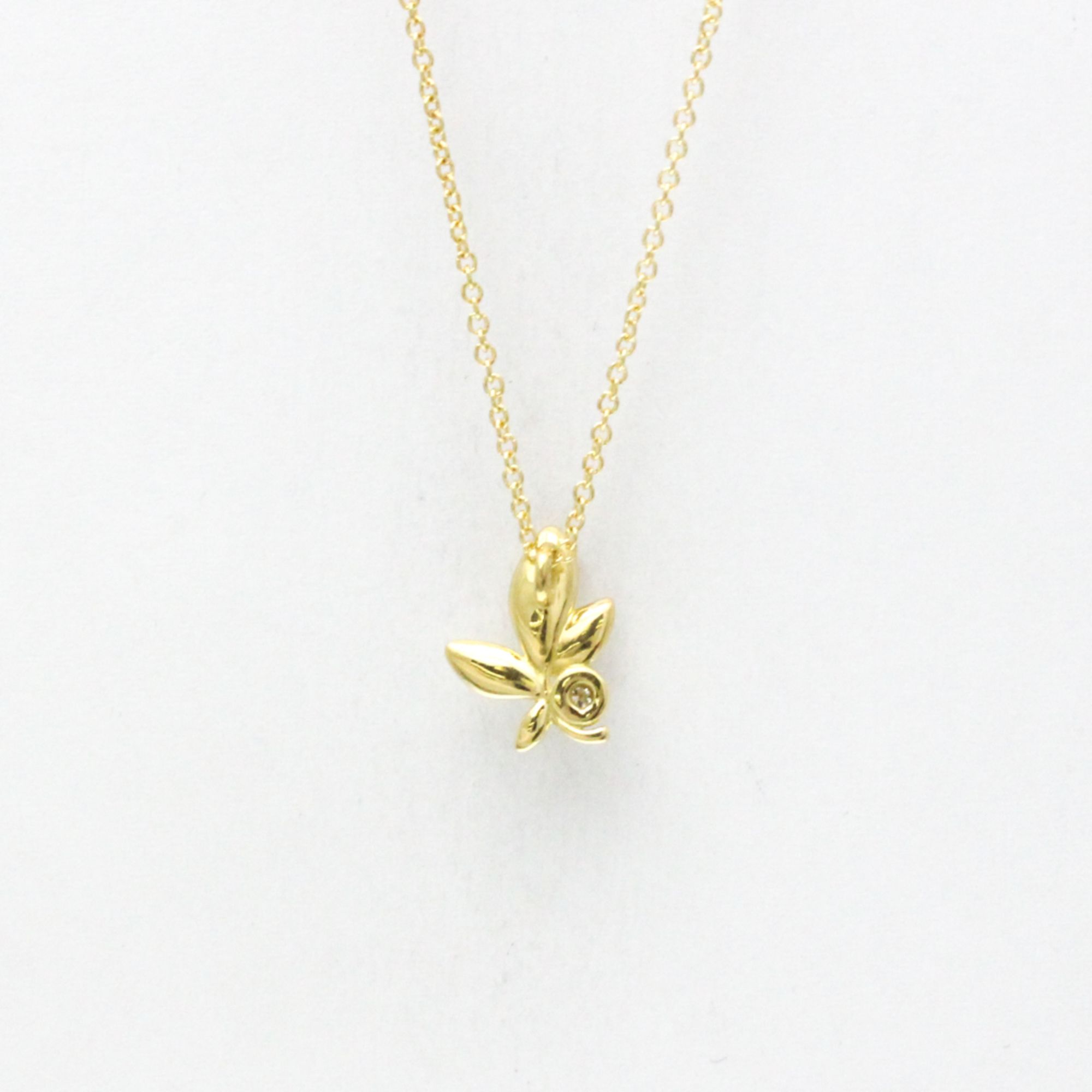 Tiffany Olive Leaf Necklace Yellow Gold (18K) Diamond Men,Women Fashion Pendant Necklace (Gold)