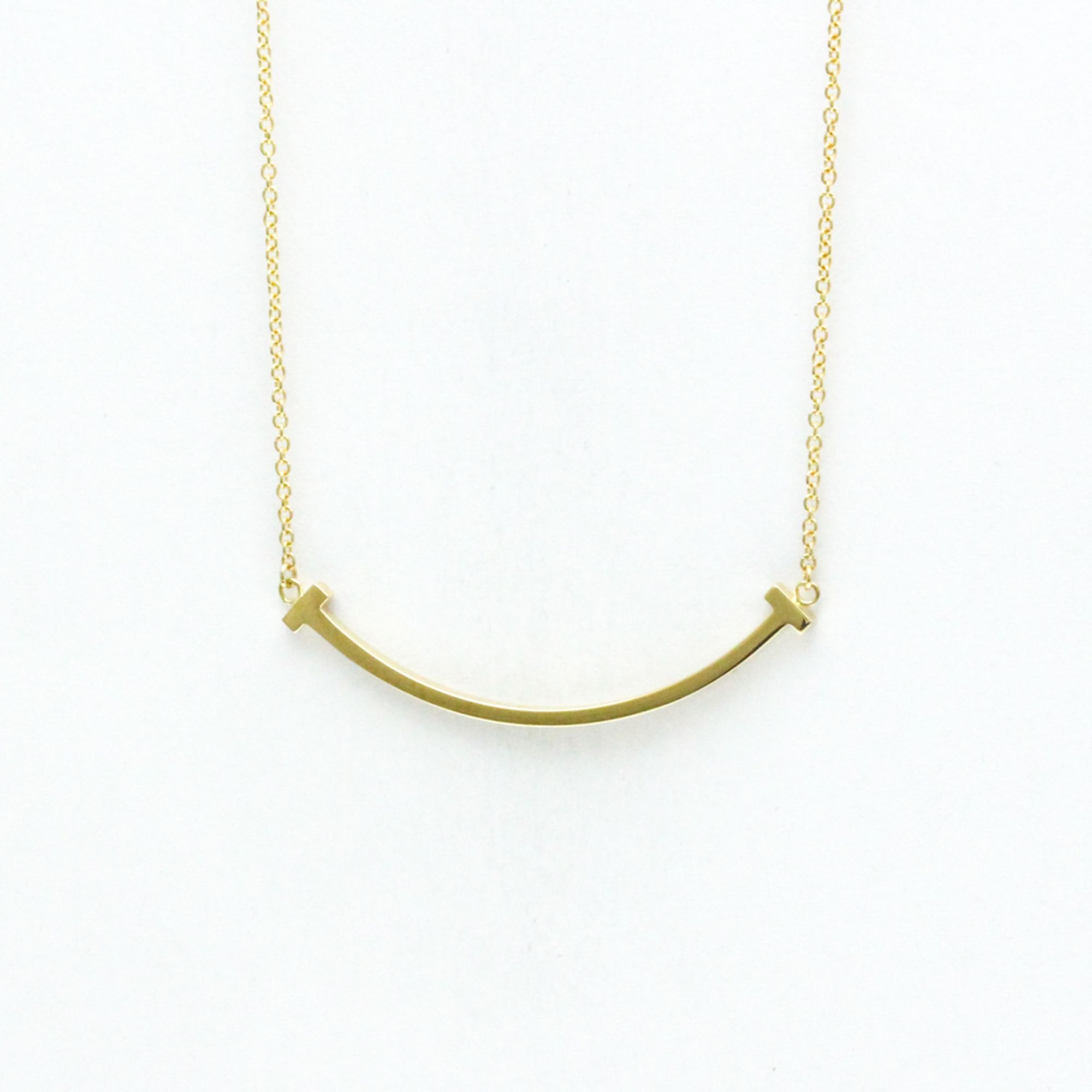 Tiffany T Smile Necklace Small Size Yellow Gold (18K) No Stone Women,Men Fashion Pendant Necklace (G