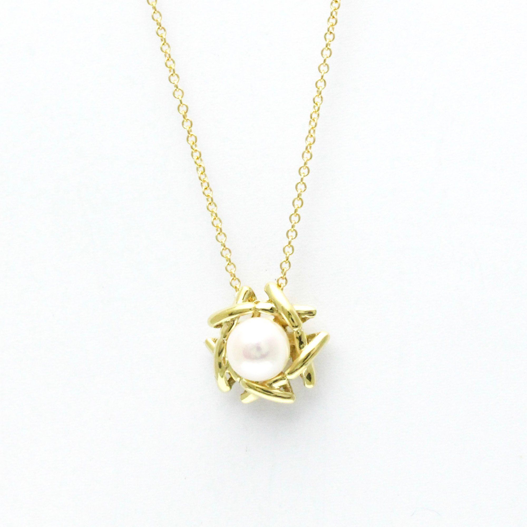 Tiffany Pearl Kiss-around Necklace Yellow Gold (18K) Pearl Men,Women Fashion Pendant Necklace (Gold)