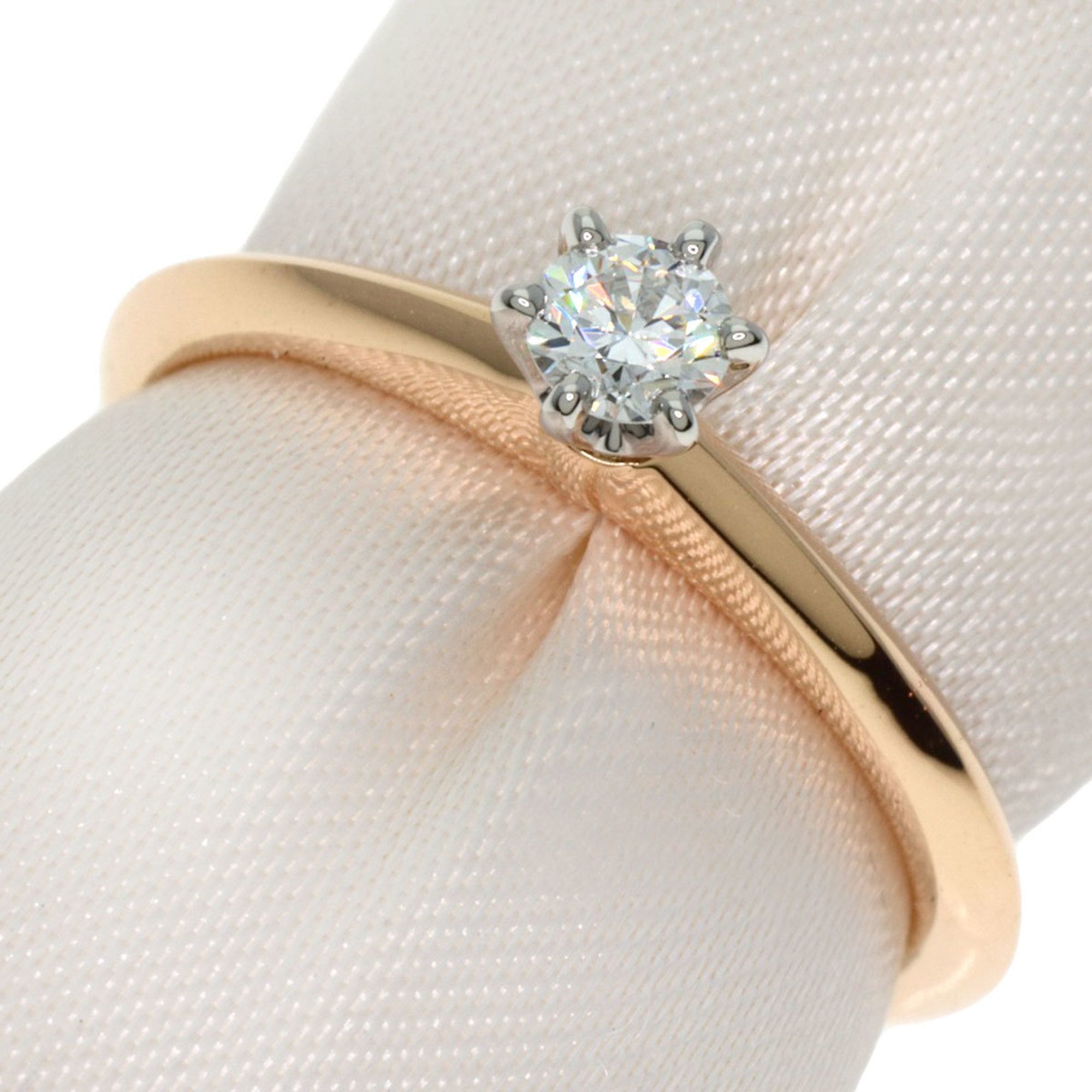 Tiffany solitaire diamond ring, 18K pink gold, PT950, for women