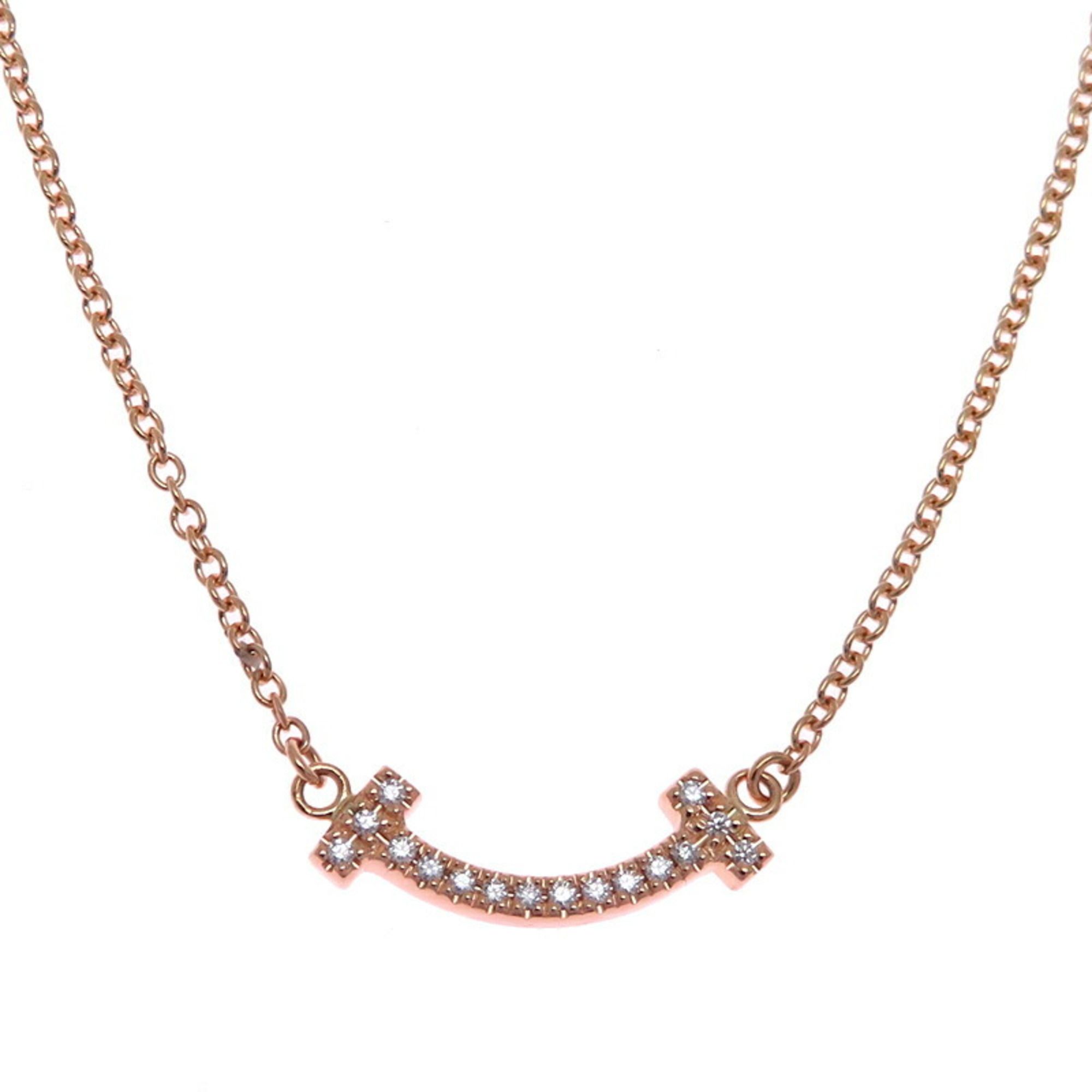 Tiffany T Smile Pendant Mini Women's Necklace in 750 Pink Gold