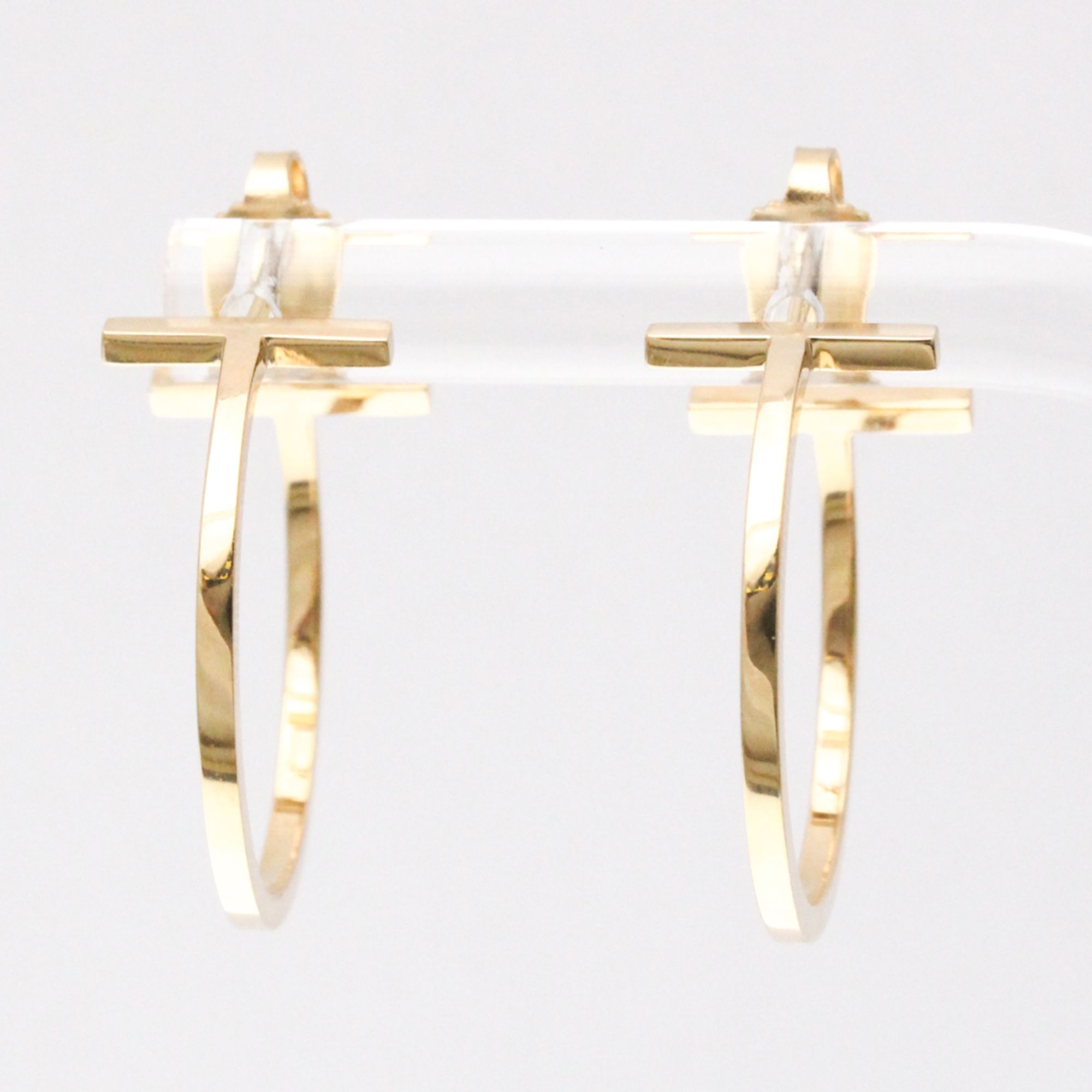 Tiffany Tiffany T Wire Hoop Earrings No Stone Pink Gold (18K) Half Hoop Earrings Pink Gold