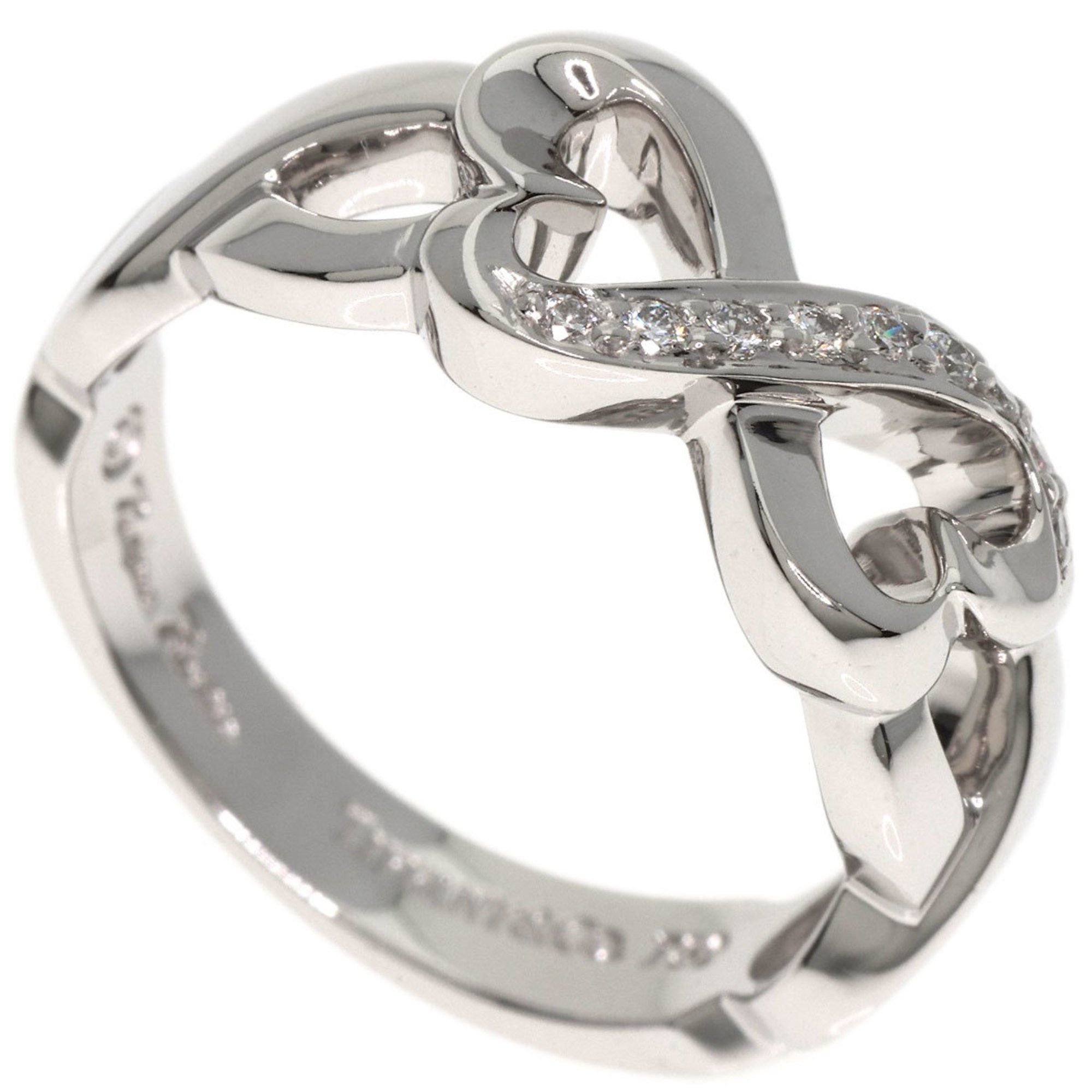 Tiffany & Co. Double Loving Heart Diamond Ring in 18K White Gold for Women.