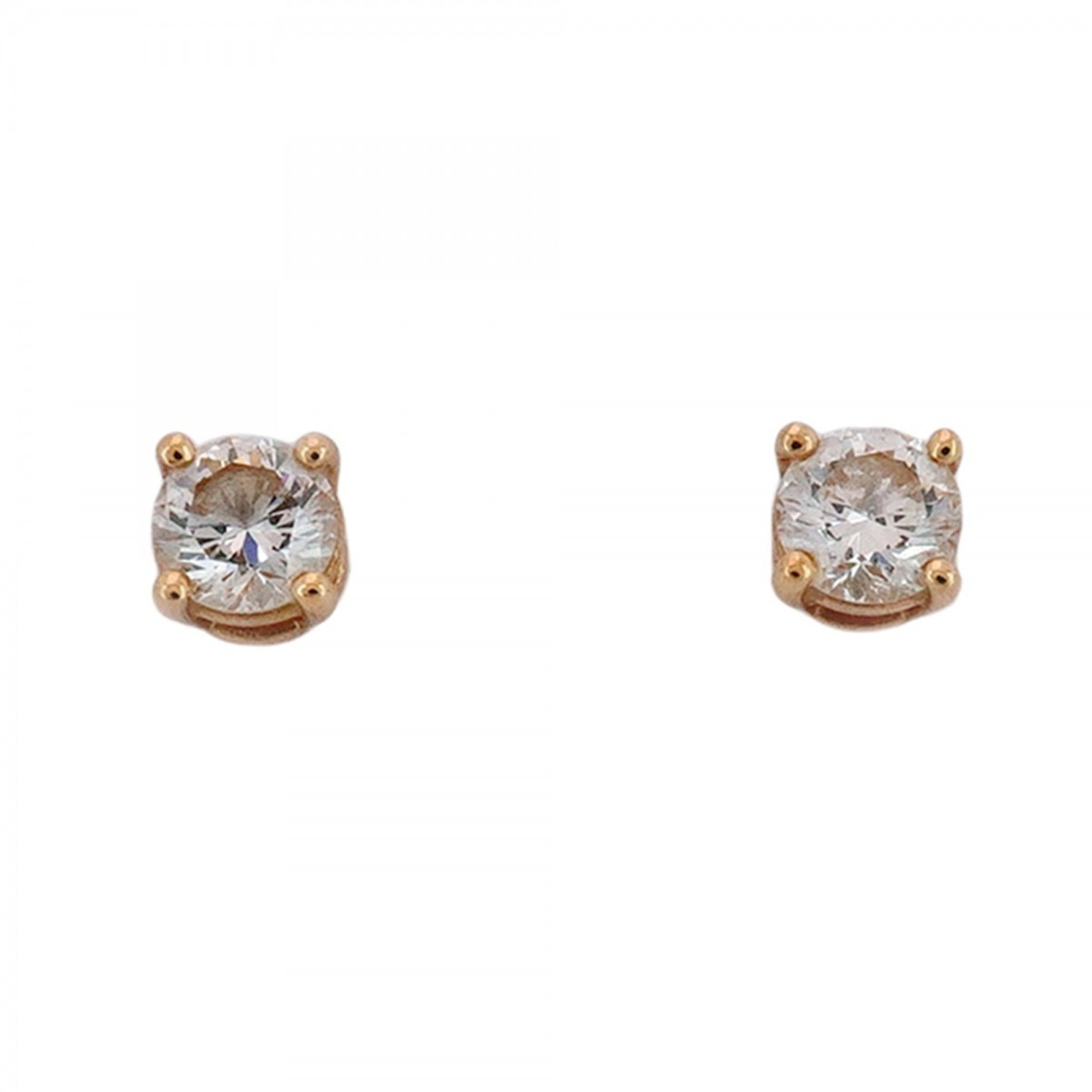 Tiffany Solitaire Earrings, 18K Pink Gold with Diamonds, Women's, P1628962