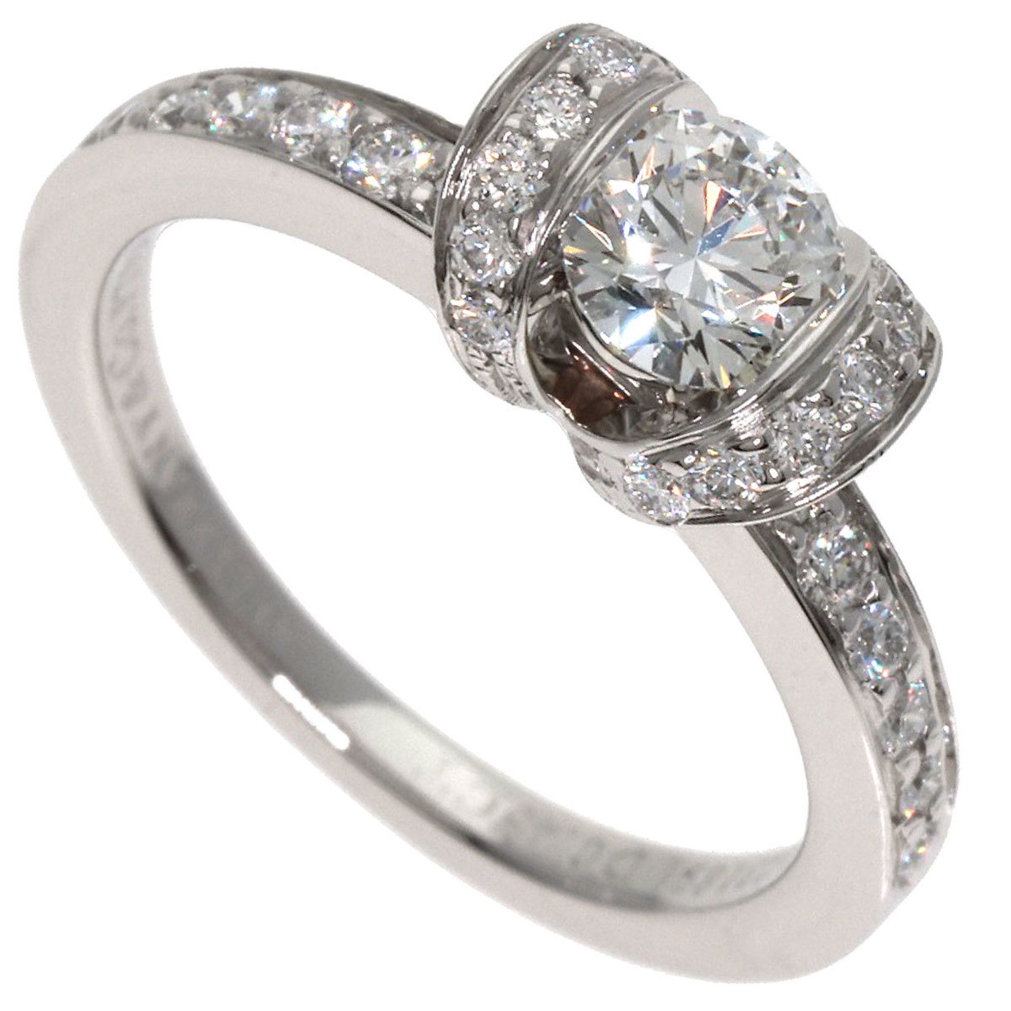 Tiffany & Co. Ribbon Motif Diamond Ring in Platinum PT950 for Women. TIFFANY