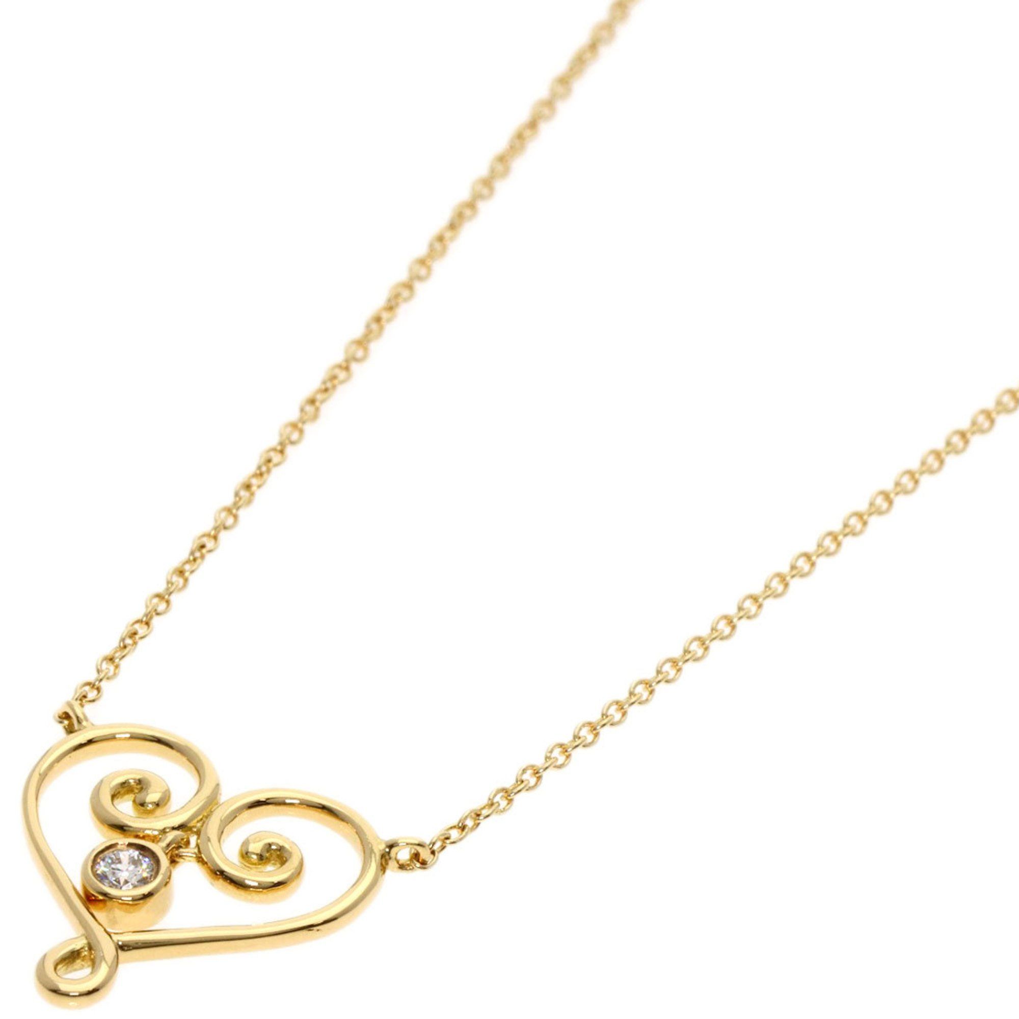 Tiffany & Co. Venezia Goldoni Heart 1P Diamond Necklace K18 Yellow Gold Women's TIFFANY