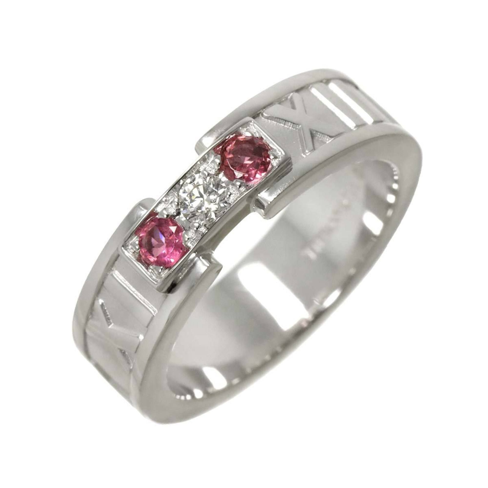 Tiffany & Co. Atlas Diamond Ring, size 9, tourmaline and diamond, 18K white gold (750).