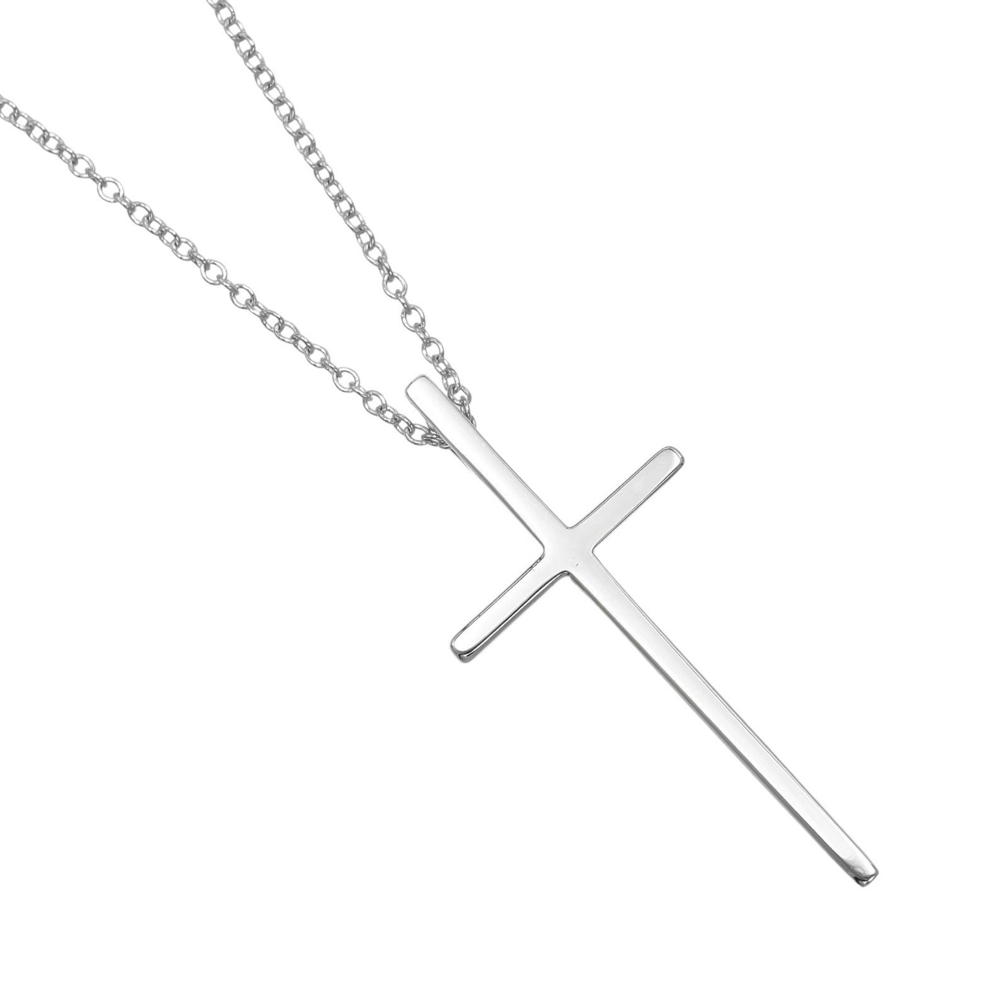 Tiffany & Co. Cross Necklace, 18K White Gold, Approx. 5.6g