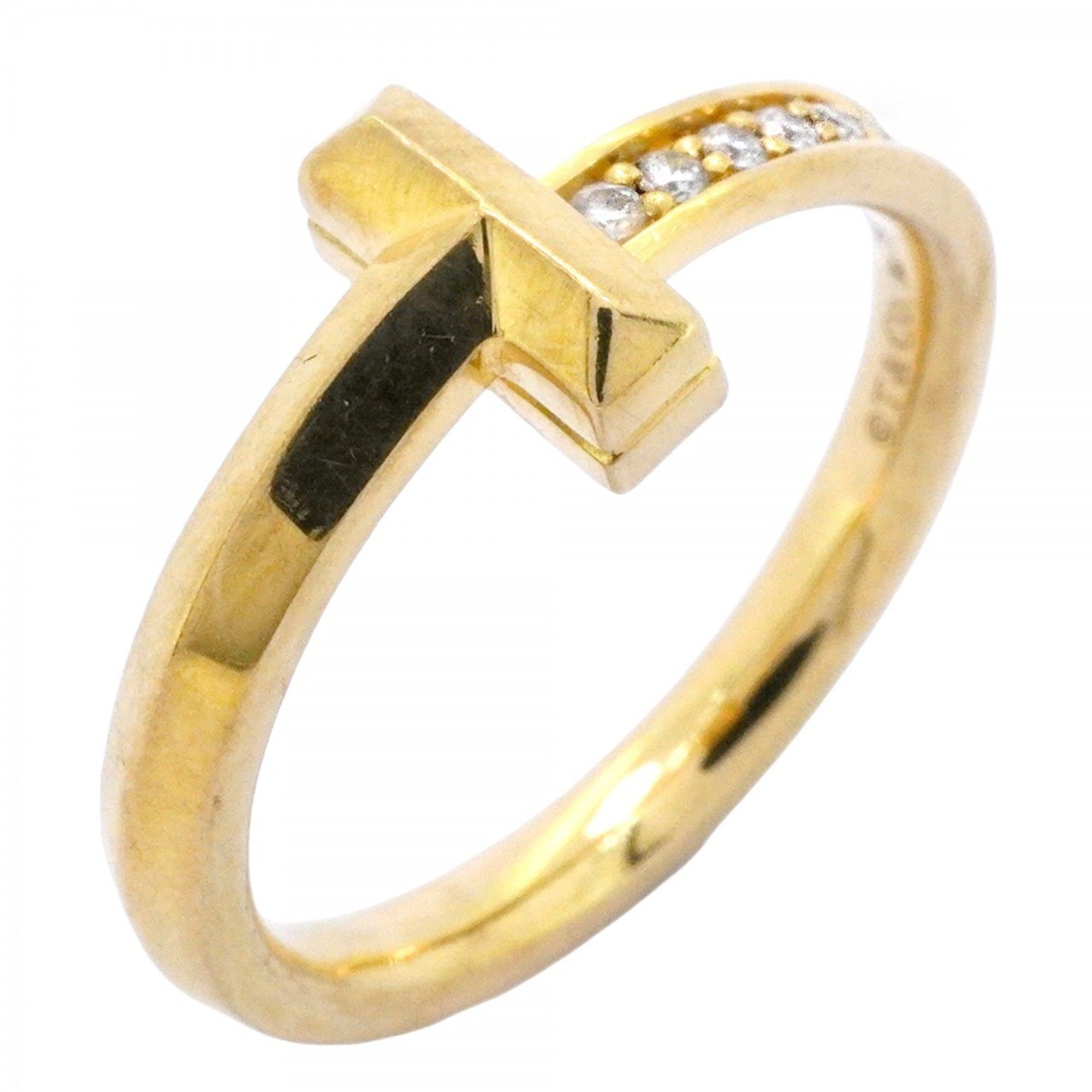 Tiffany T-One Ring, 18K Yellow Gold with 0.08ct Diamond, Size 11.5, Women's