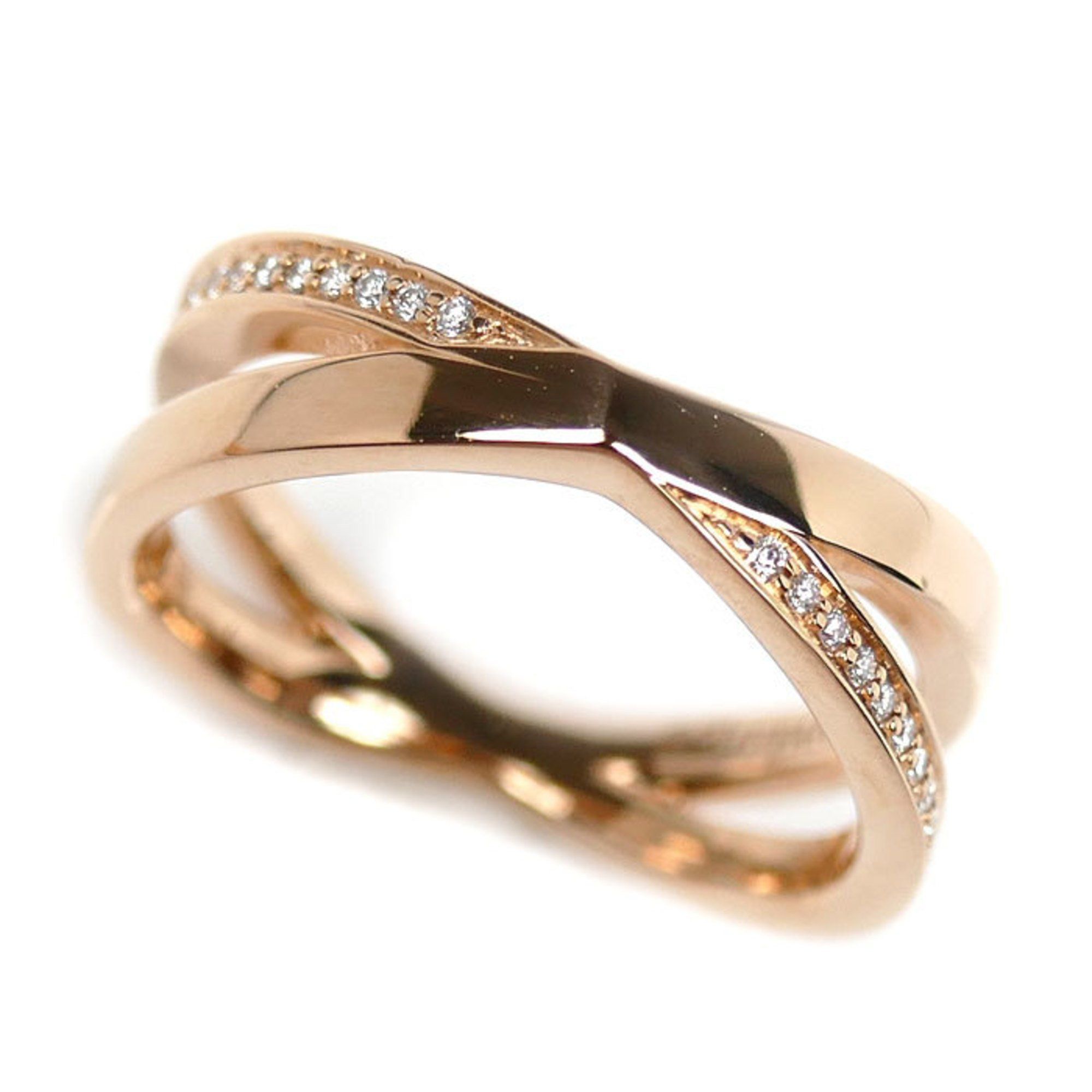 TIFFANY & Co. 18K Pink Gold Atlas X Narrow Diamond Ring, 0.08ct Diamond, Size 8, 3.9g, Women's