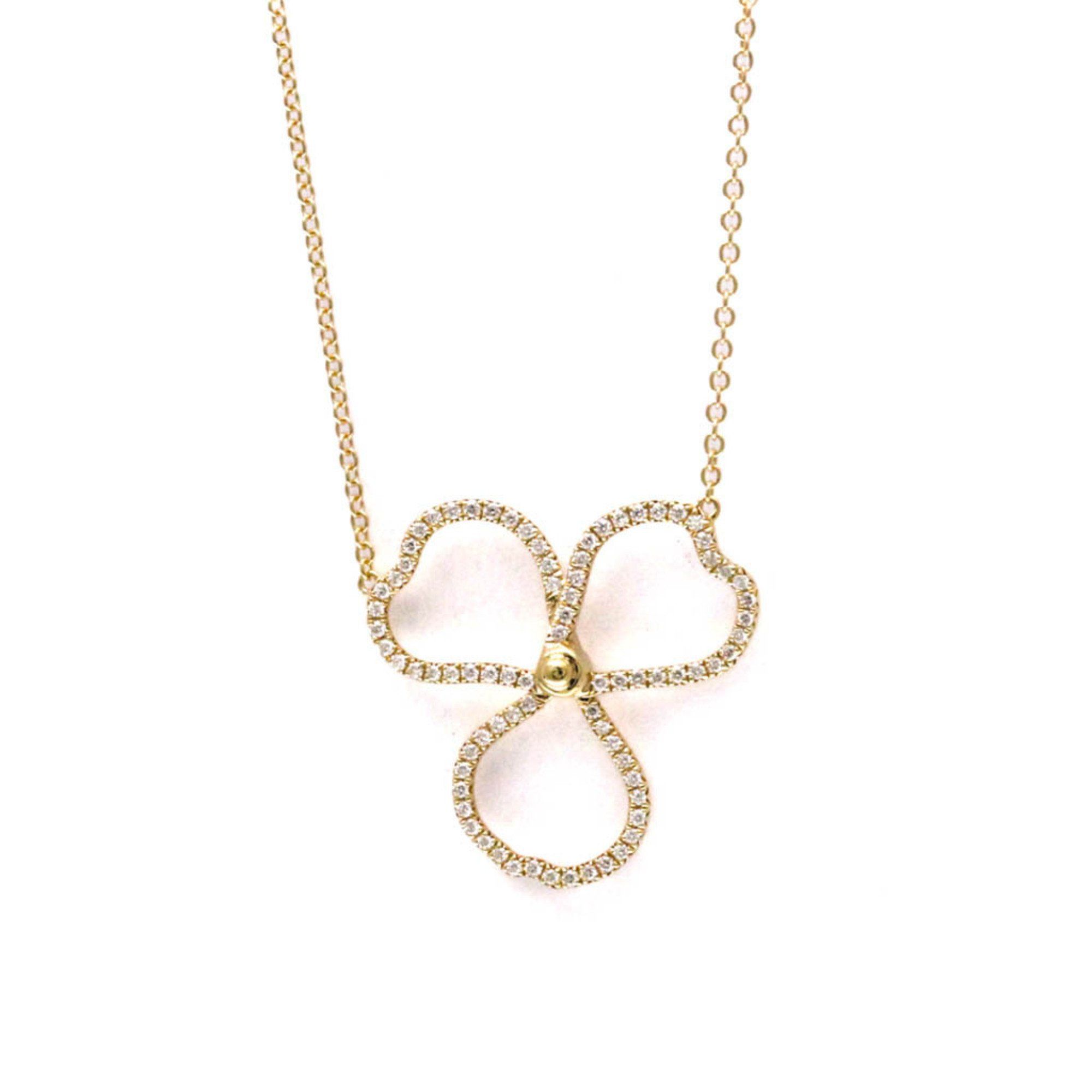 Tiffany Open Paper Flower Necklace Pink Gold (18K) Diamond Men,Women Fashion Pendant Necklace (Pink