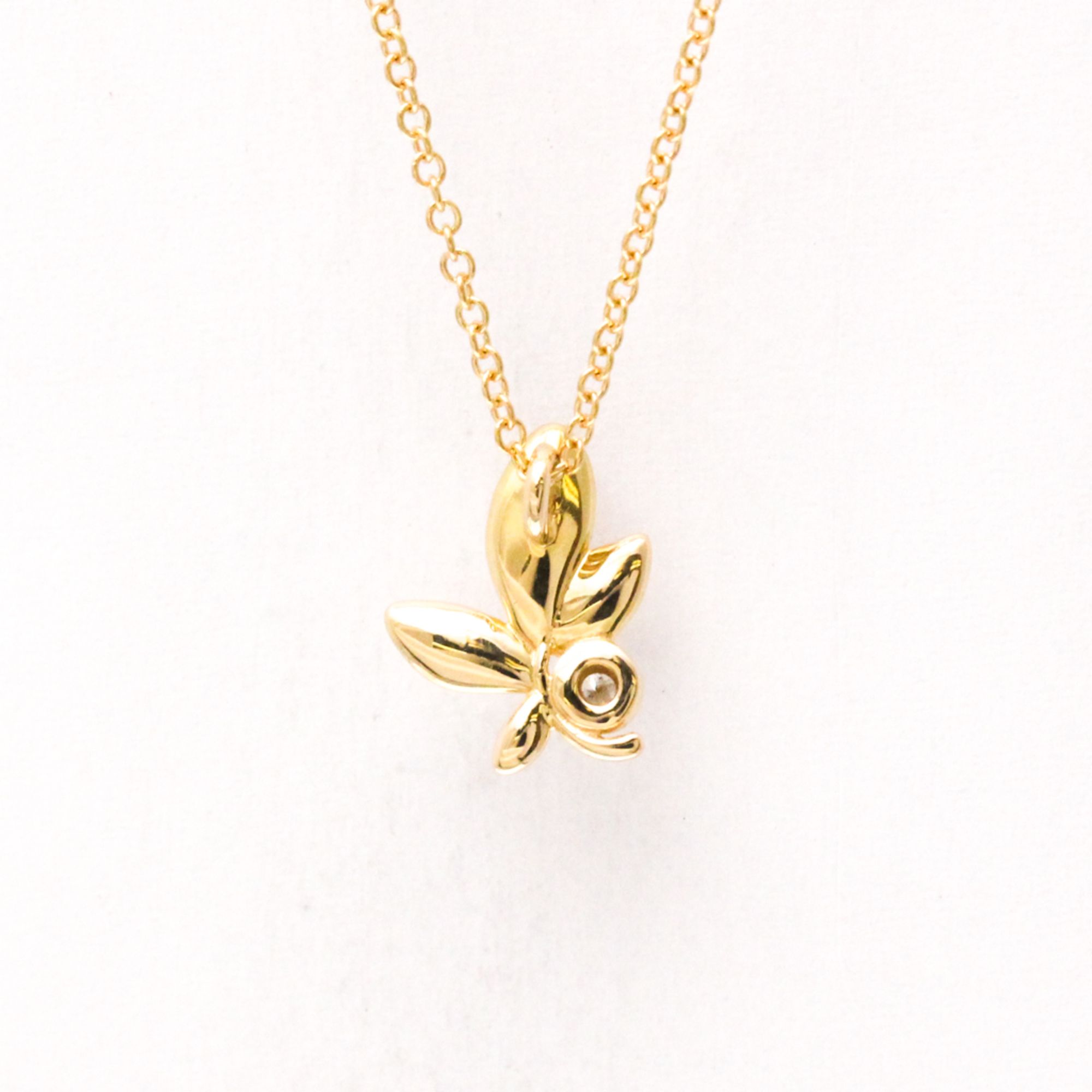 Tiffany Olive Leaf 1P Diamond Necklace Pink Gold (18K) Diamond Men,Women Fashion Pendant Necklace (P