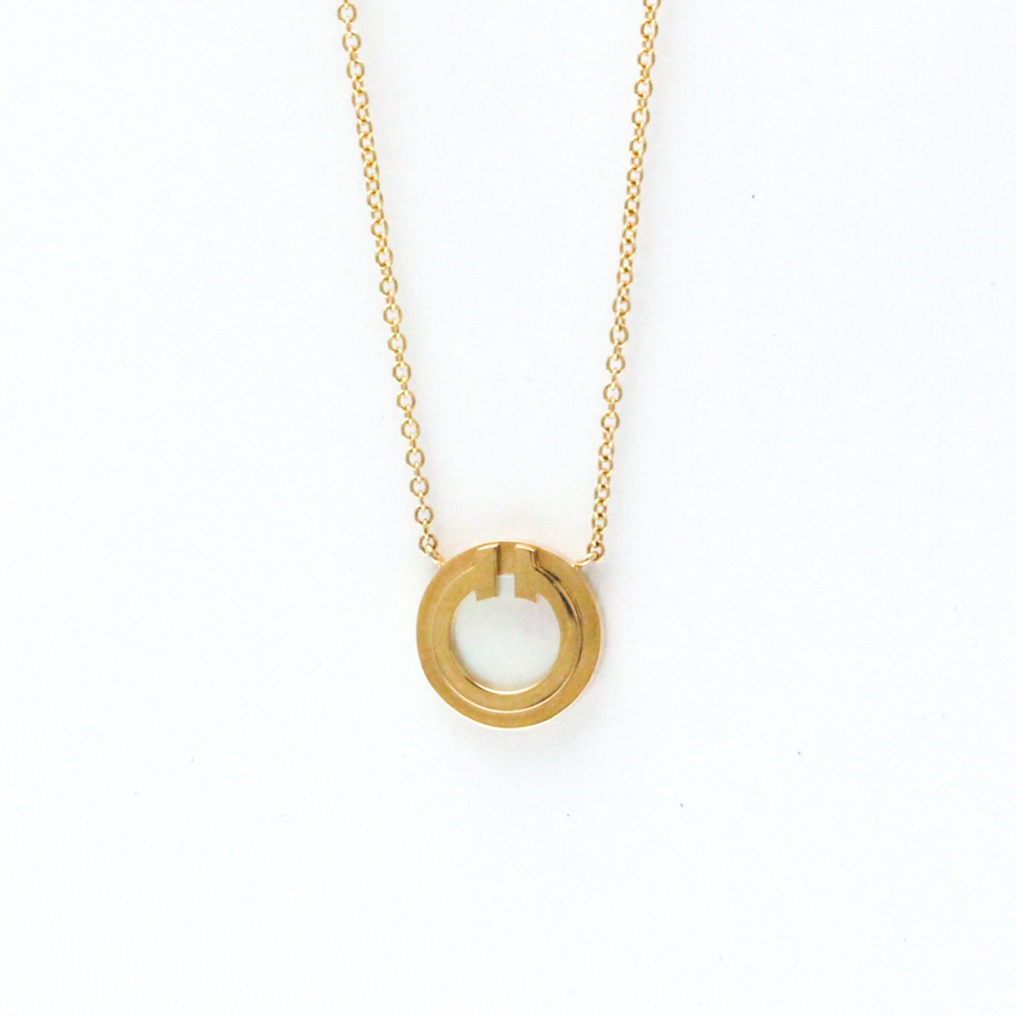 Tiffany T Two Circle Necklace Pink Gold (18K) No Stone Men,Women,Unisex Fashion Pendant Necklace (Pi