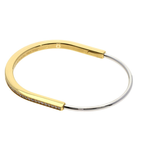 Tiffany & Co. Rock Narrow Bangle Large Diamond Bracelet K18 Yellow Gold K18WG Women's