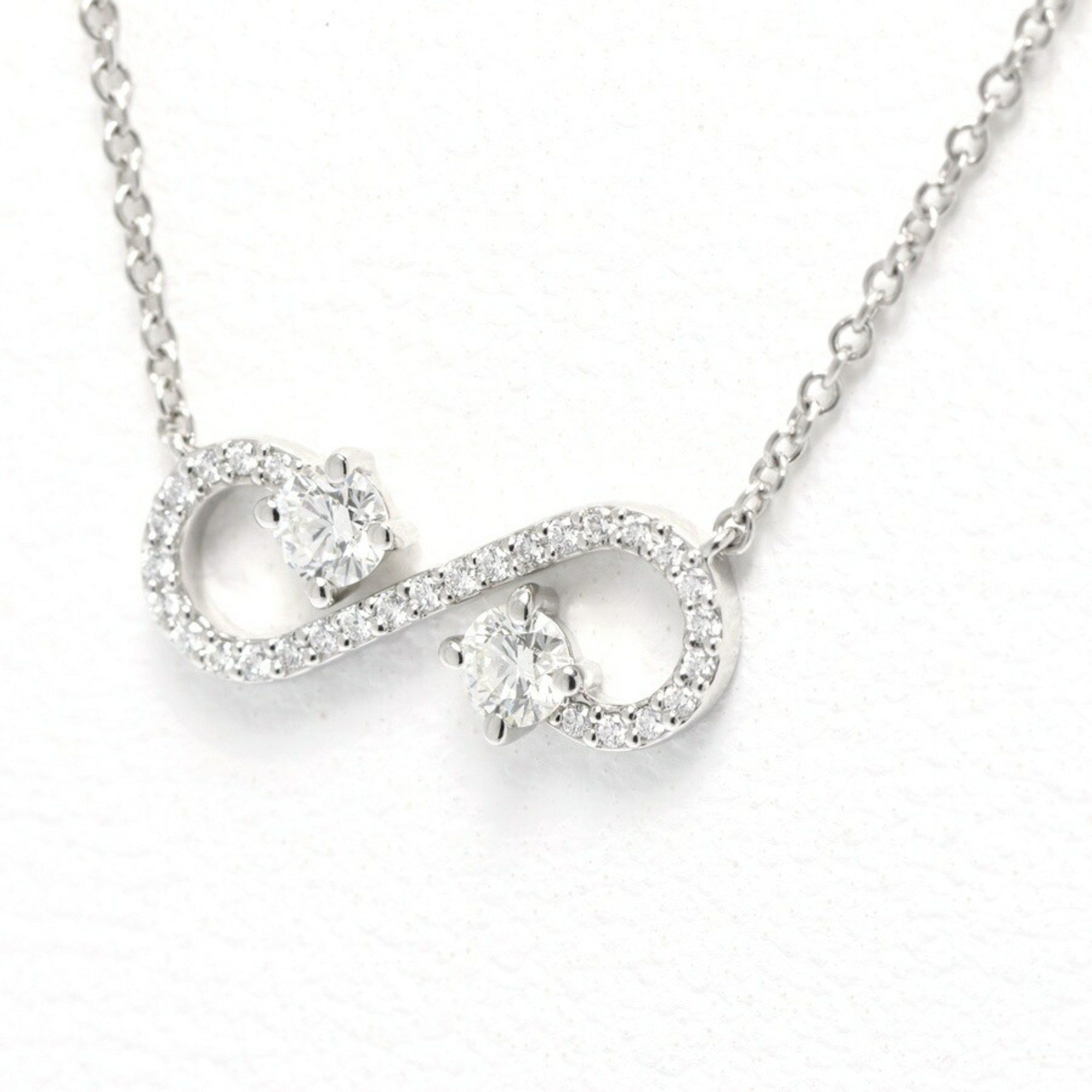 Tiffany & Co. Enchant Scroll Diamond Pendant Necklace Pt950 41cm J-159071
