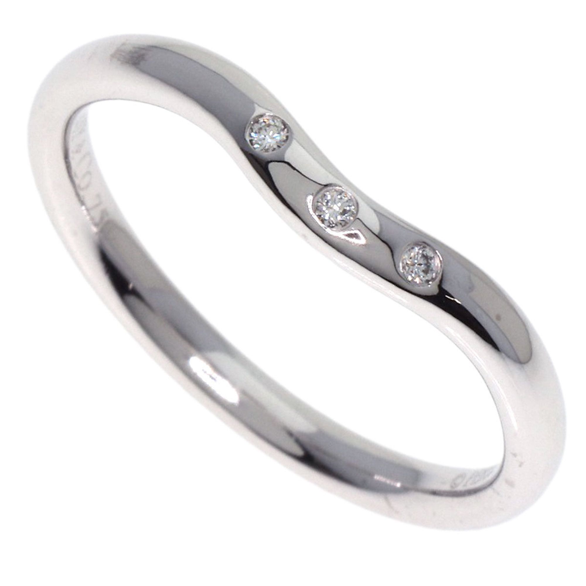 Tiffany Carved 3P Diamond Ring, 18K White Gold, Women's