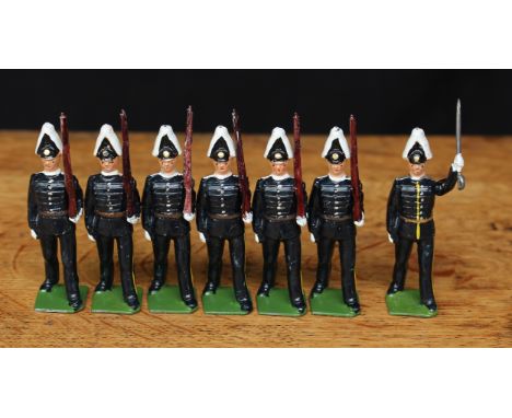 W Britain (Britains) No.9175 Life Guards of the Swedish Army, comprising of six Life Guards marching at the slope and an Offi