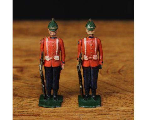 Abel, CD (Islington, London 1898-1914) two rare Somerset Light Infantry figures, each standing at attention, shaped rectangul