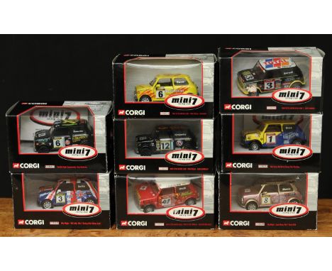 Corgi 1:36 scale Mini 7 Racing Club Limited Edition diecast models, comprising CC82203 Mini Seven Racing Club, Mini Seven For