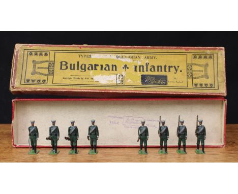 W Britain (Britains) Types of the Bulgarian Army No.172 Bulgarian Infantry, comprising officer with drawn sword and seven fig